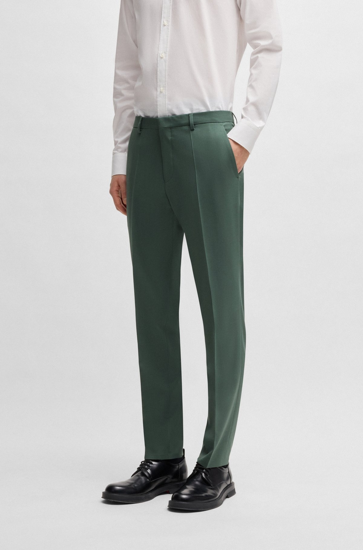 EXTRA-SLIM-FIT TROUSERS IN WOOL STRETCH POPLIN - 2