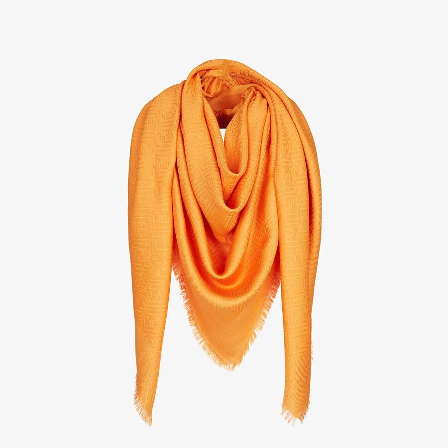 Orange silk and wool shawl - 2