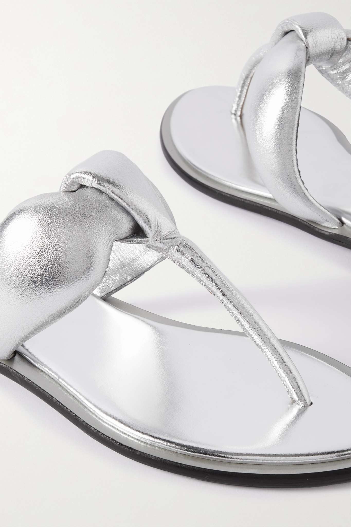 Padded metallic leather sandals - 4