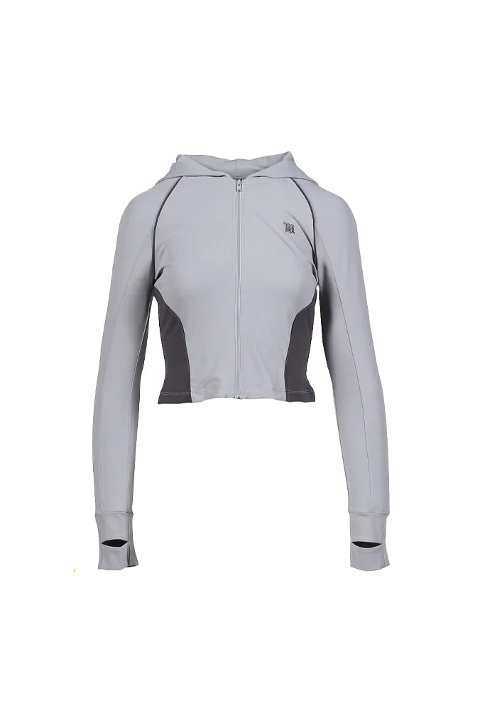 LYCRA ZIPPED HOODIE / GREY - 1