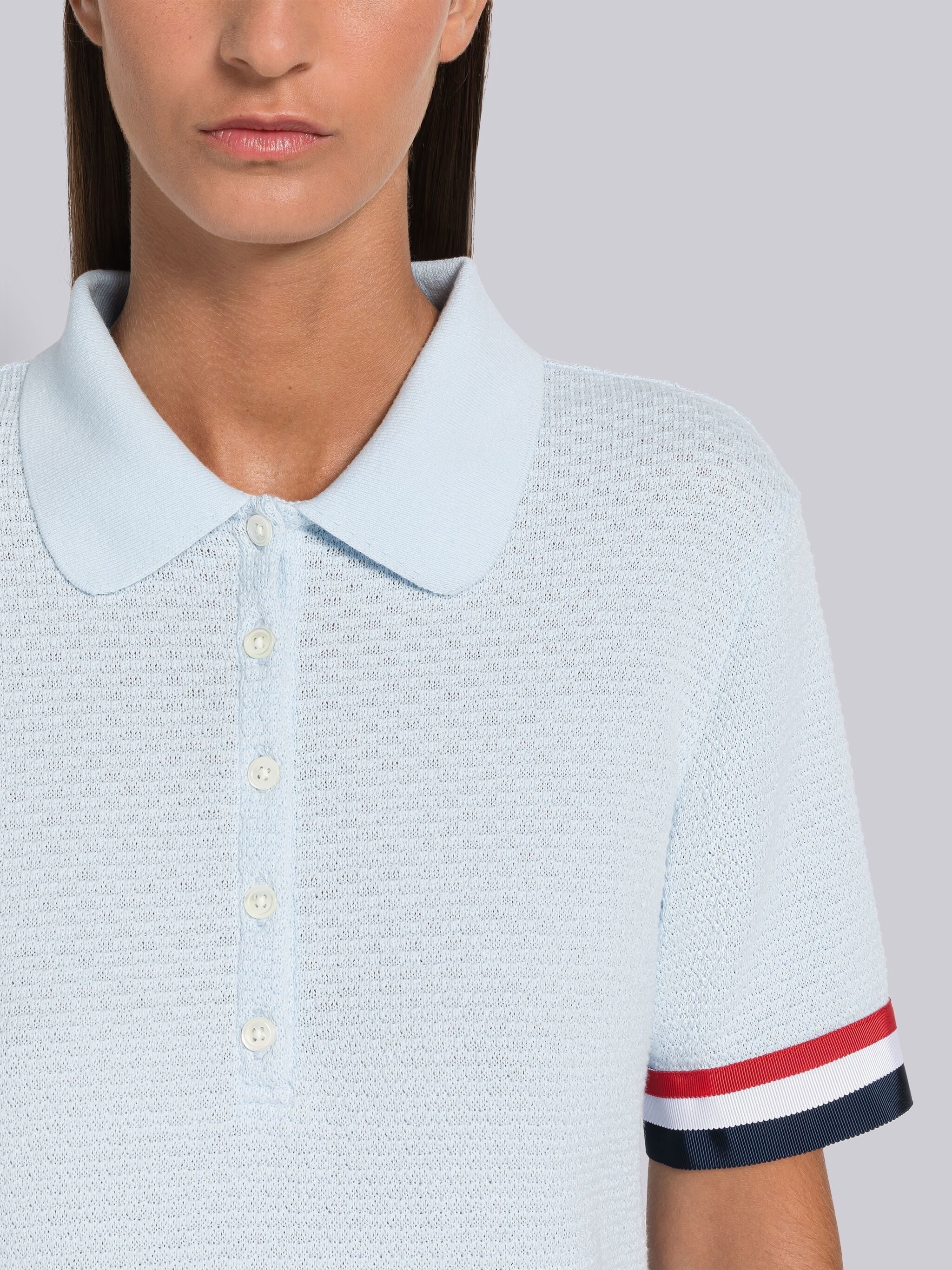 Cotton Tuck Grosgrain Cuff Round Collar Polo - 5
