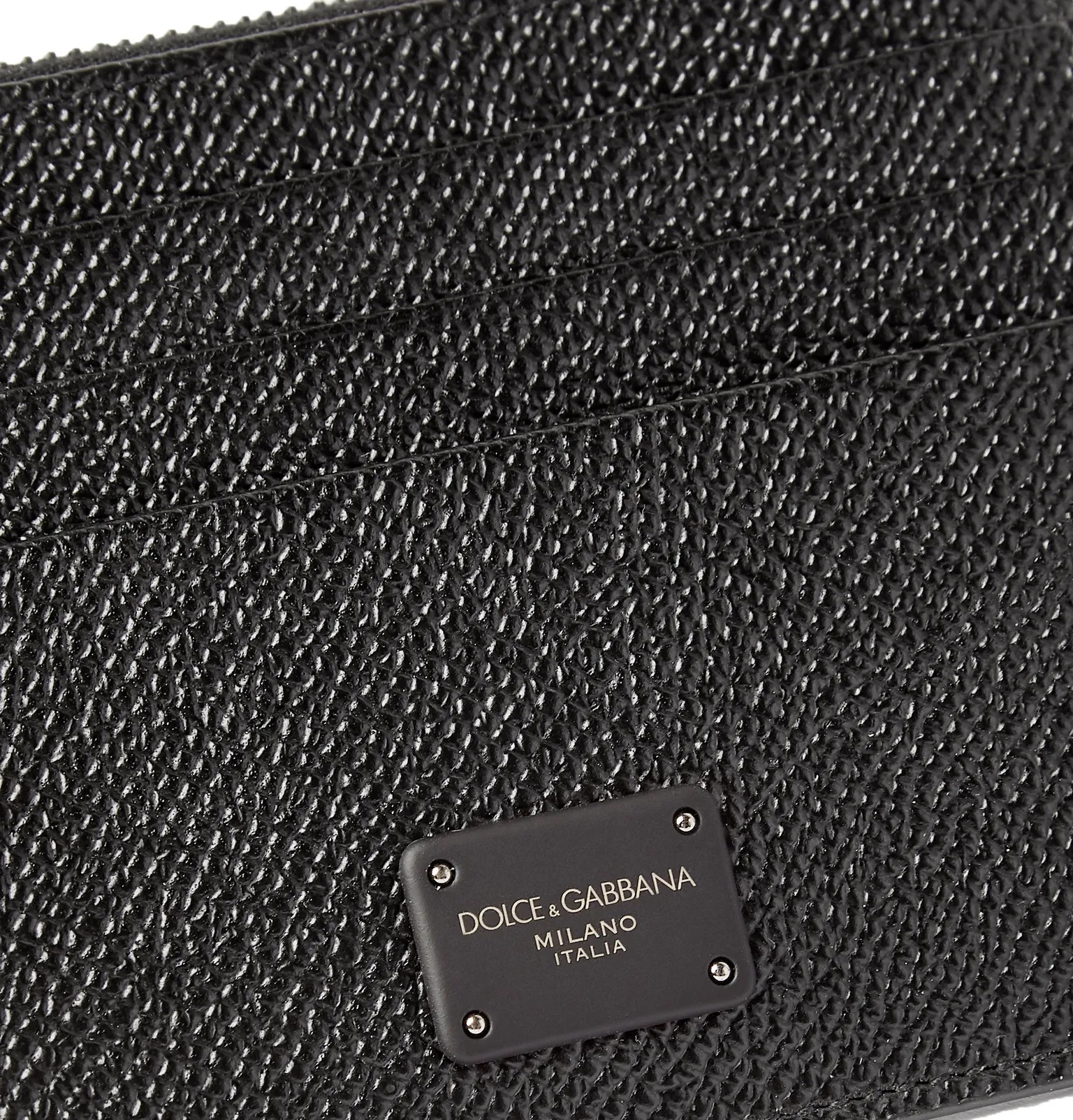 Logo-Appliquéd Pebble-Grain Leather Cardholder - 4