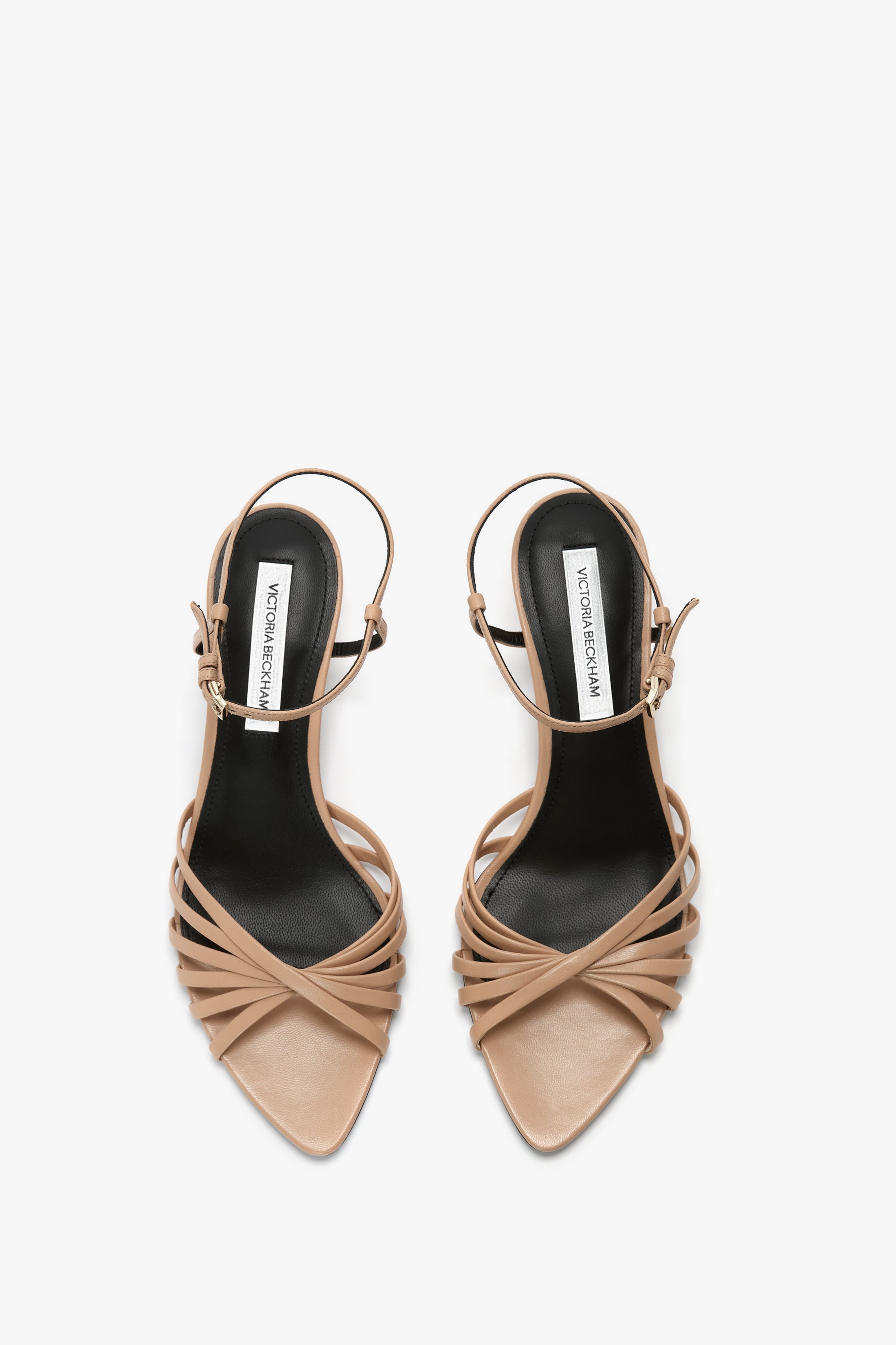 Open Toe Cage Kitten Heel In Taupe Leather - 4