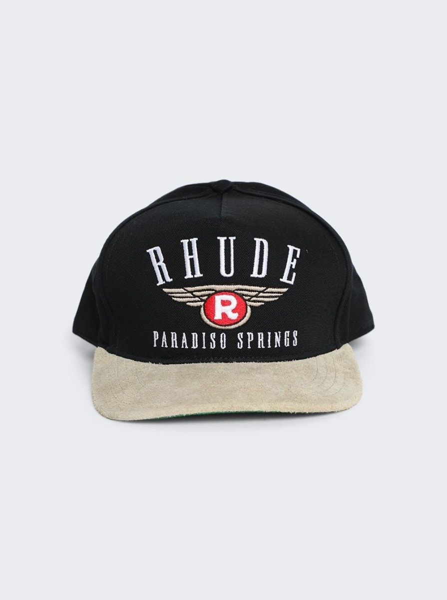 Paradiso Springs Suede Brim Twill Hat Black and Khaki - 1