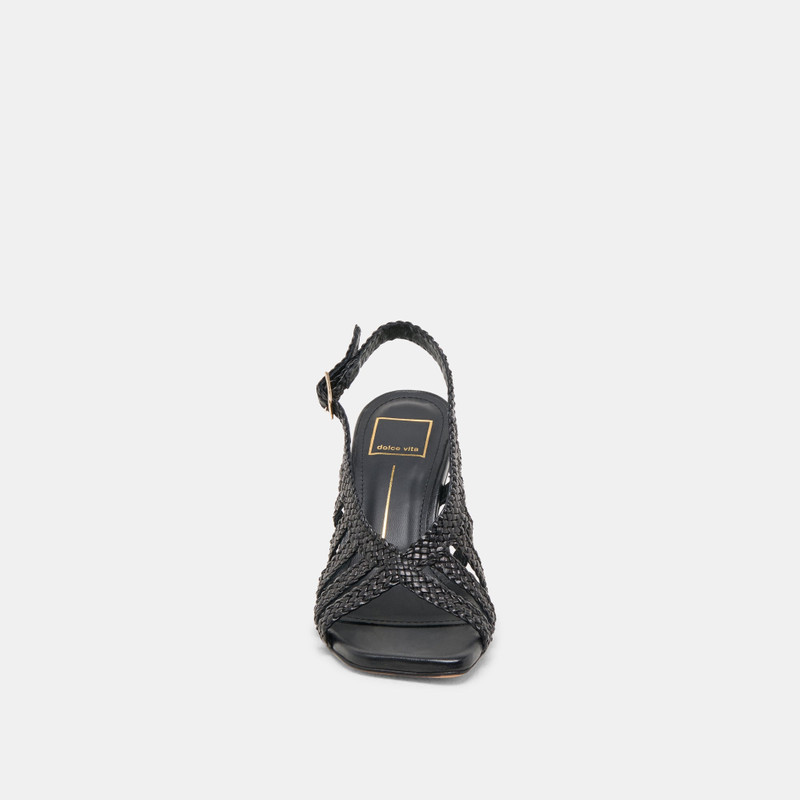 SICILY HEELS BLACK WOVEN LEATHER 6