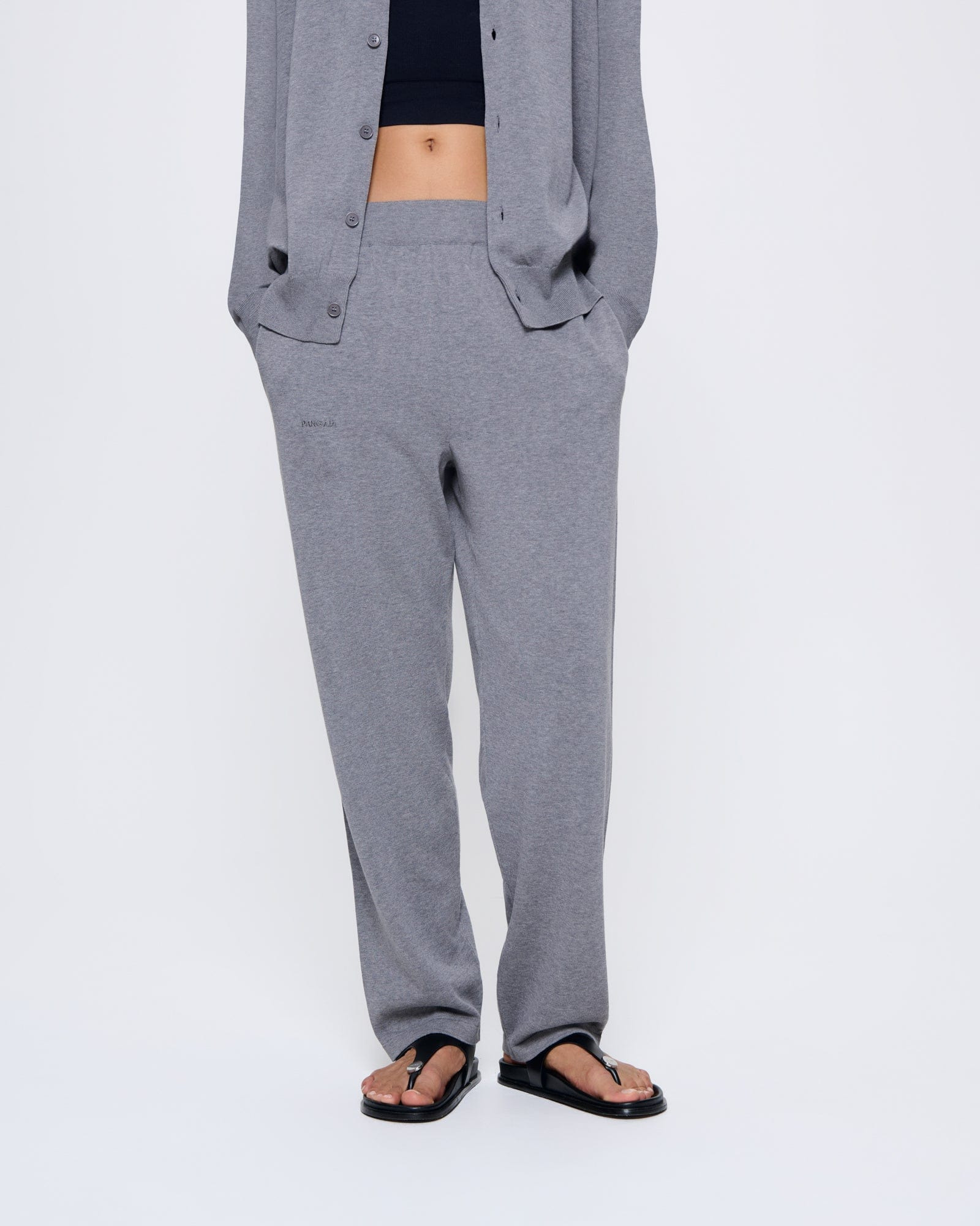 Womens DNA Knitted Straight Leg Track Pants - Grey Marl - 3