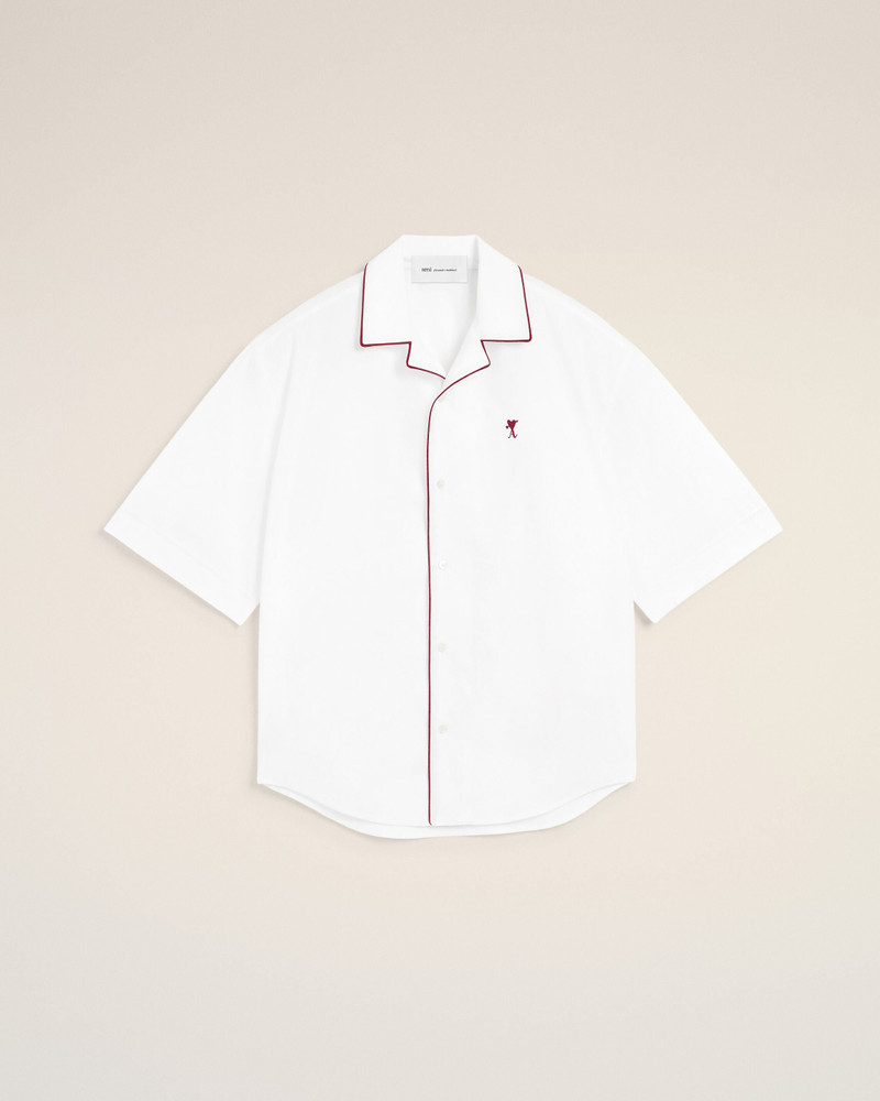 WHITE COTTON SHORT-SLEEVE SHIRT WITH AMI DE COEUR ARROW 1