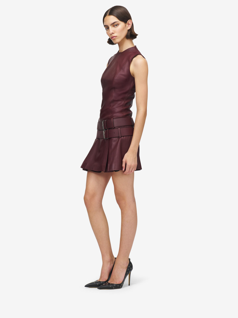 Leather Double Belt Mini Dress 3