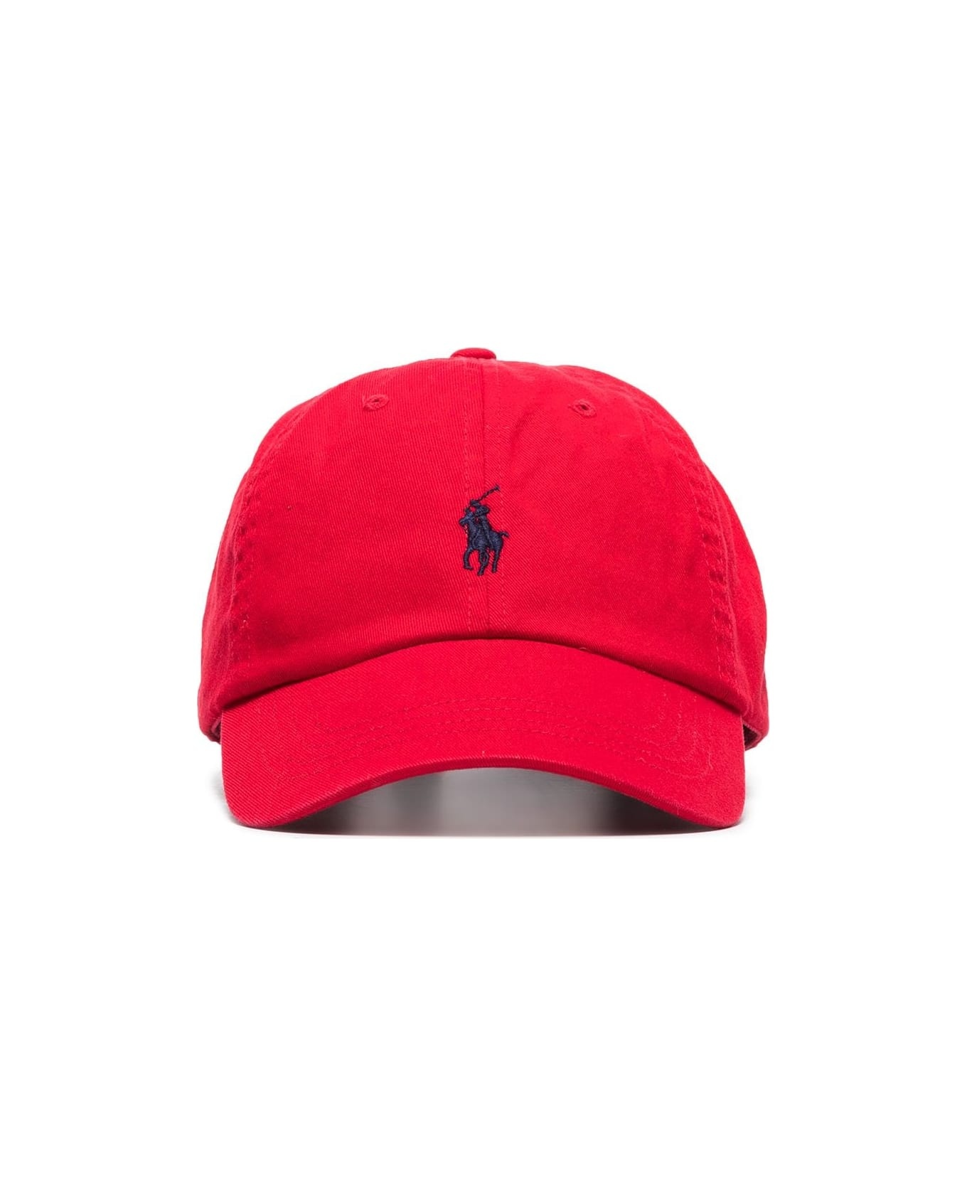 Red Baseball Hat With Blue Pony - 1