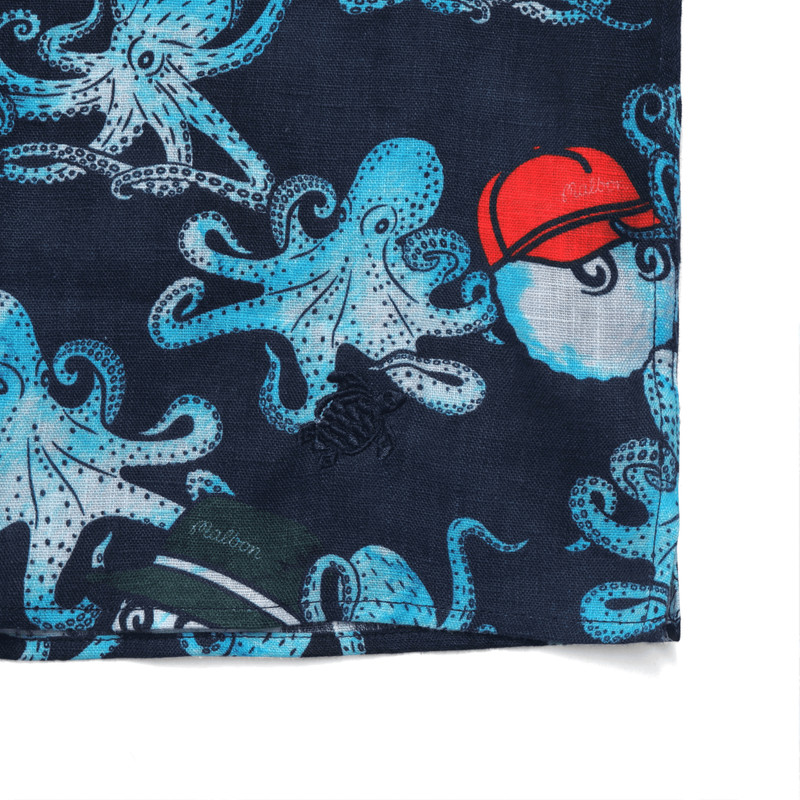 Men Printed Linen Bowling Shirt - Vilebrequin X Malbon 5