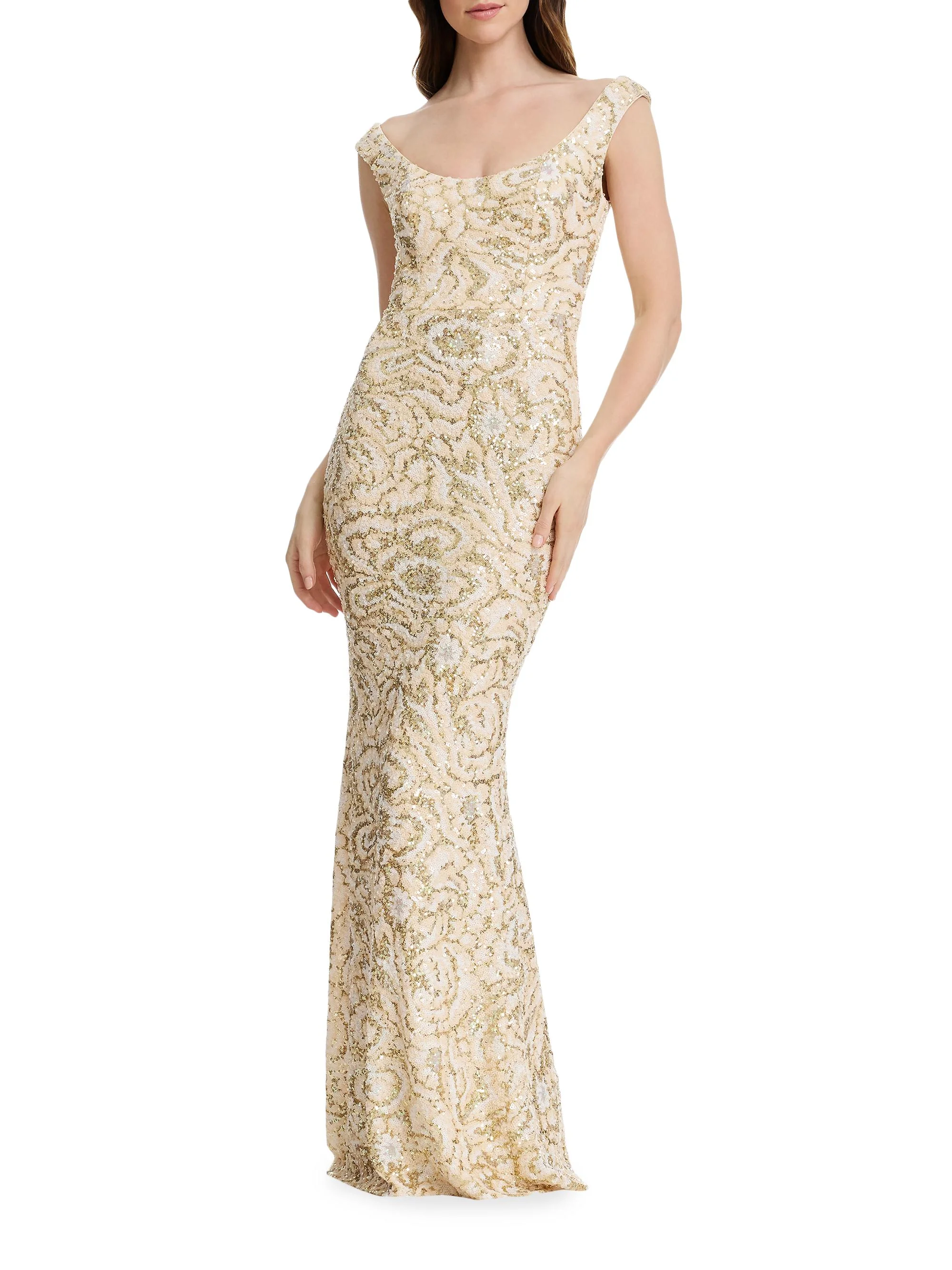Women's Josie Sequin Mermaid Gown - Cream Multi - 1