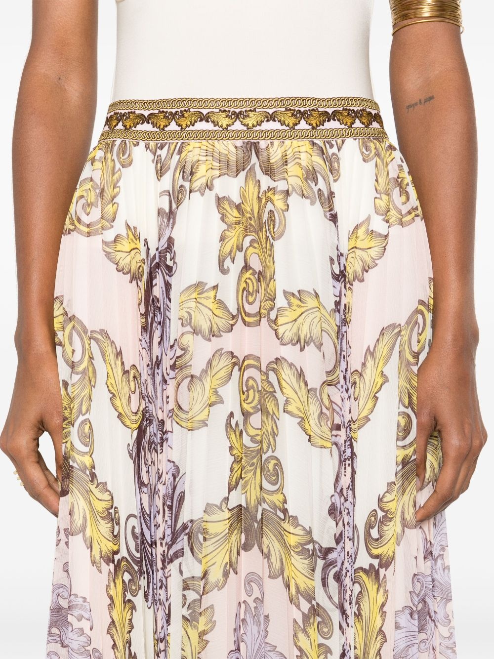 embroidered-waistband maxi skirt - 5