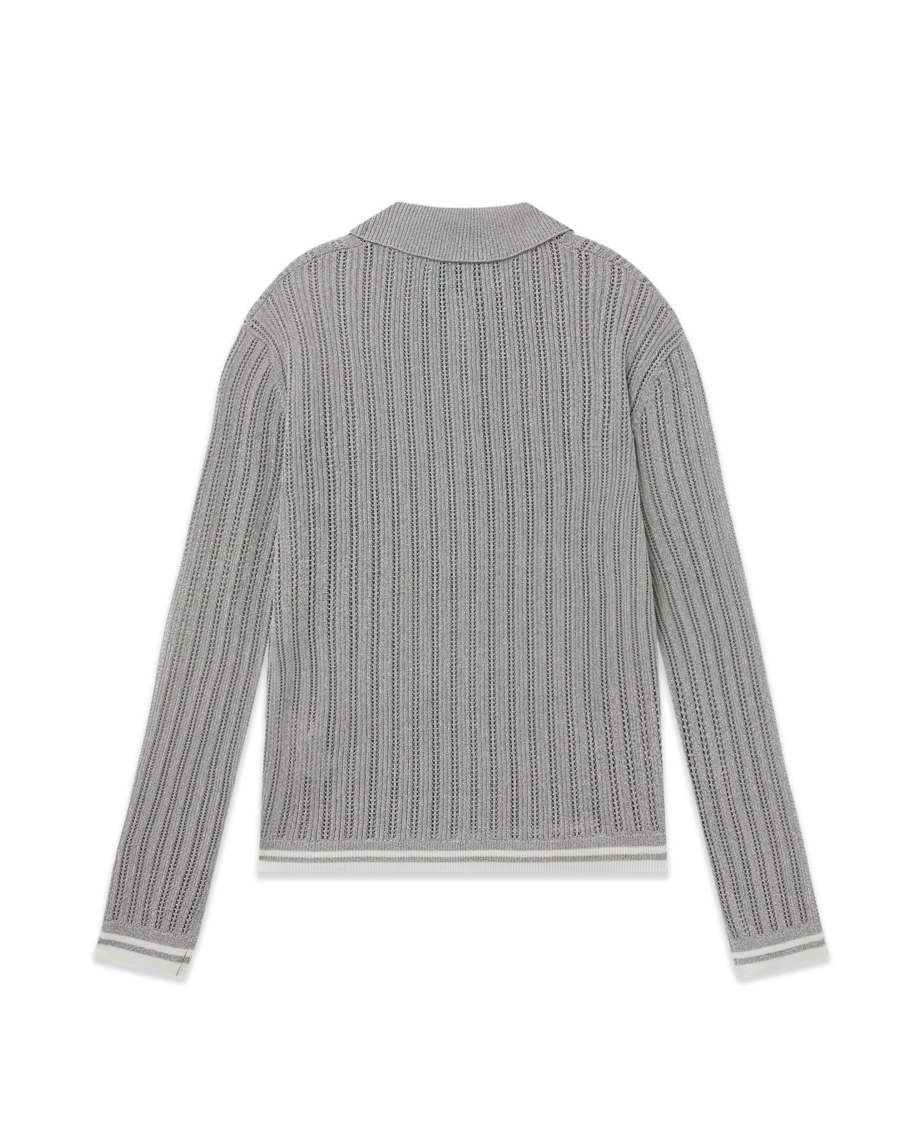 Silver Long Sleeve Polo Shirt - 2