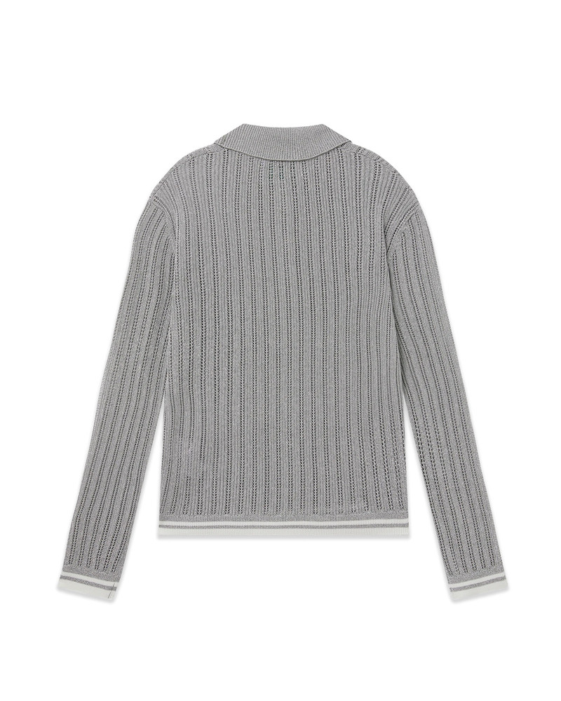 CASABLANCA Silver Long Sleeve Polo Shirt outlook