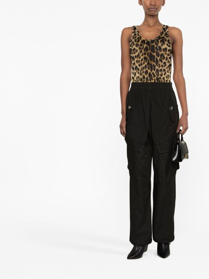 leopard-print linen tank top - 2