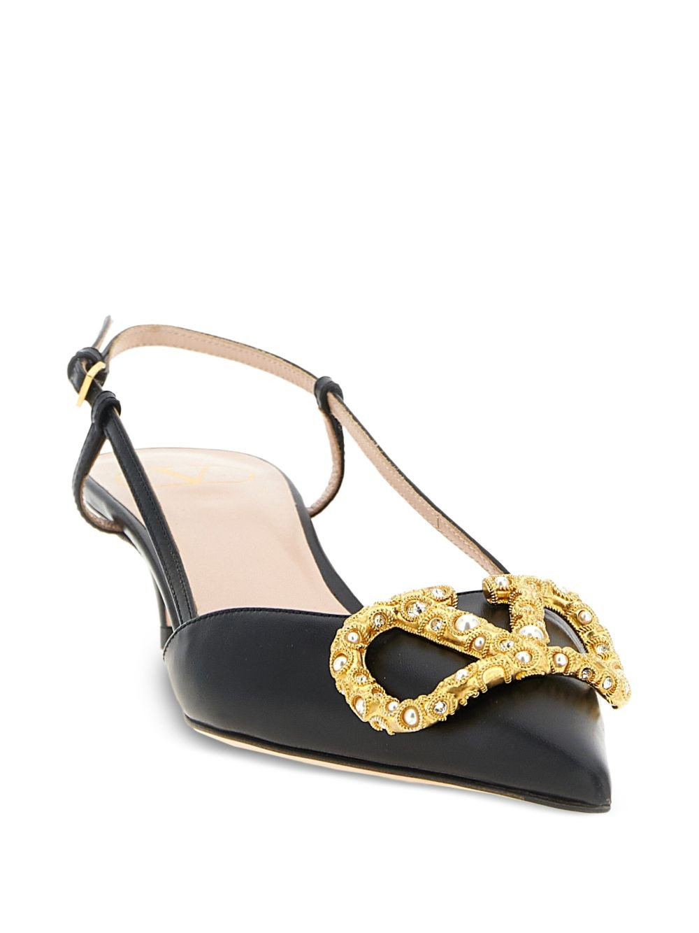 40mm embellished slingback heeled pumps - 2