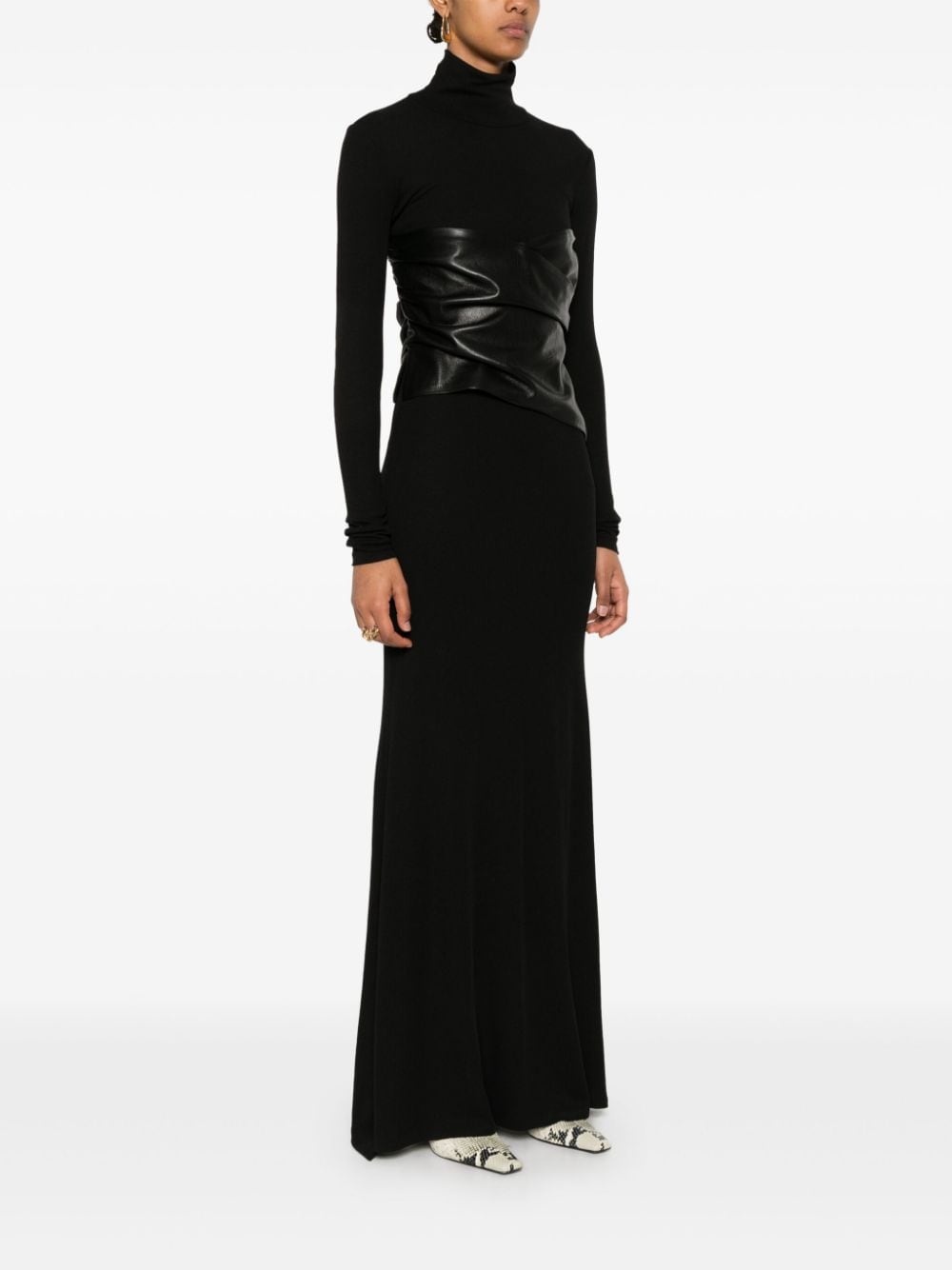 draped-panel roll-neck maxi dress - 3