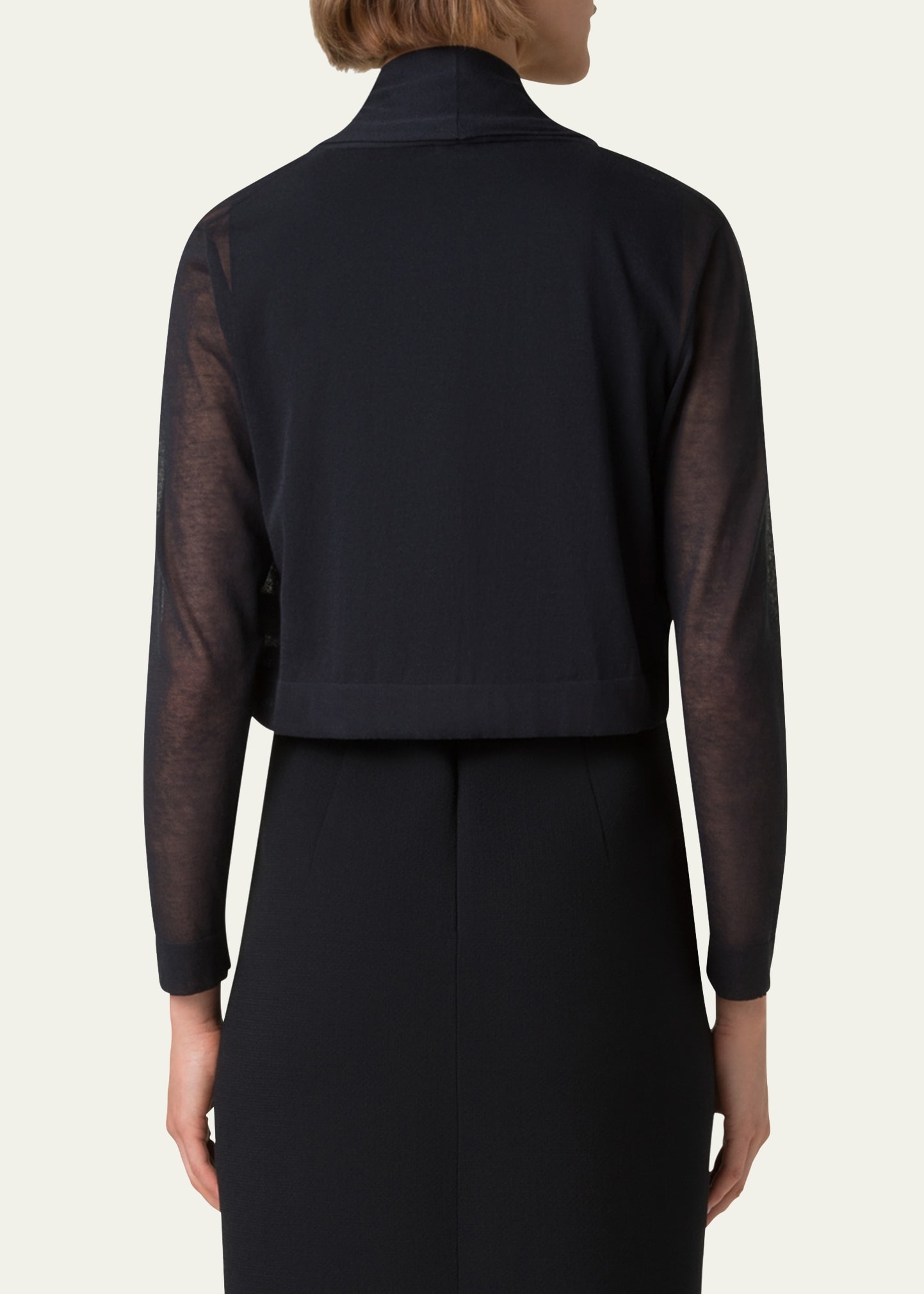 Shawl Sheer Cropped Cardigan - 3