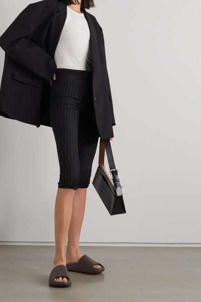 Acne Studios Satin-trimmed pinstriped herringbone wool-blend leggings outlook