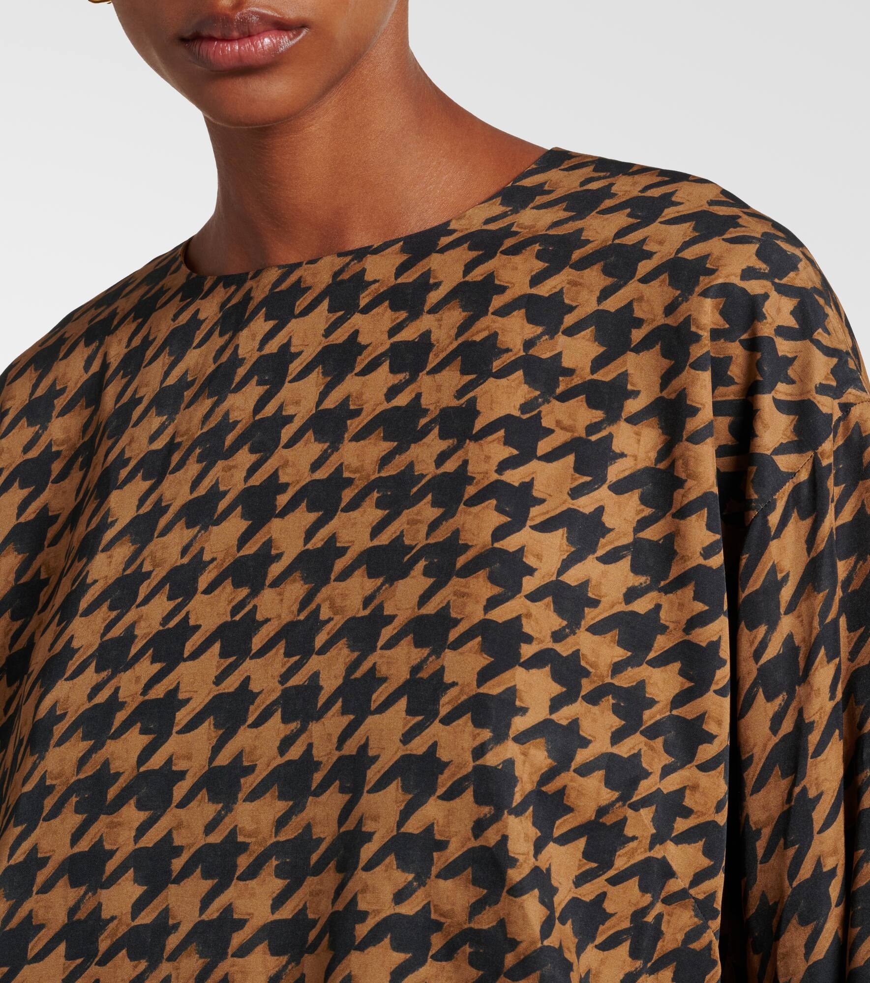 Houndstooth satin blouse - 4