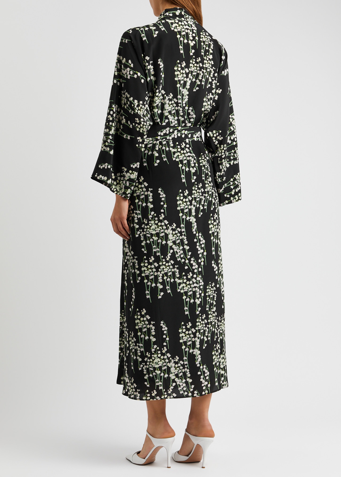 Peignoir floral-print silk wrap dress - 3