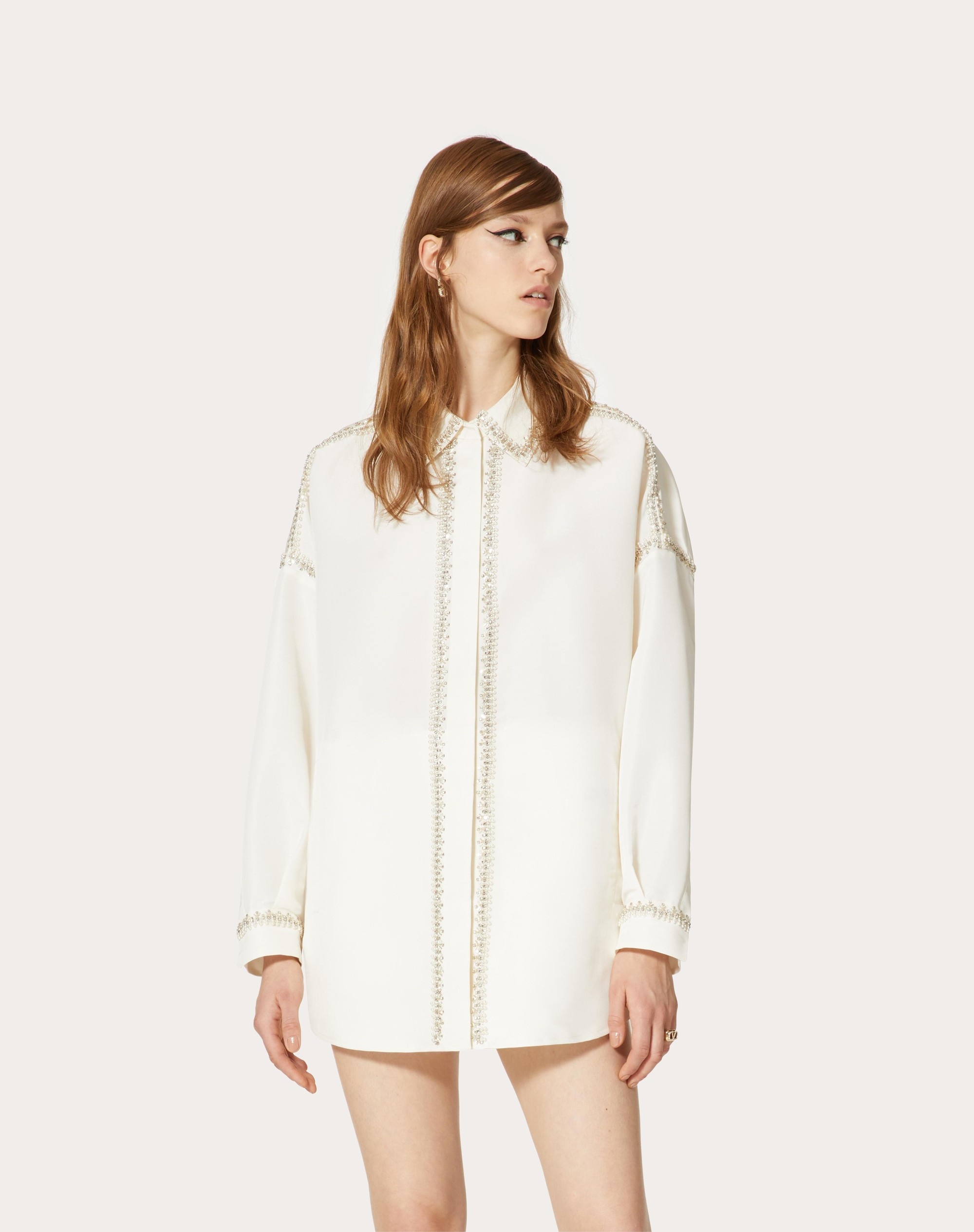 EMBROIDERED FAILLE OVERSHIRT - 3