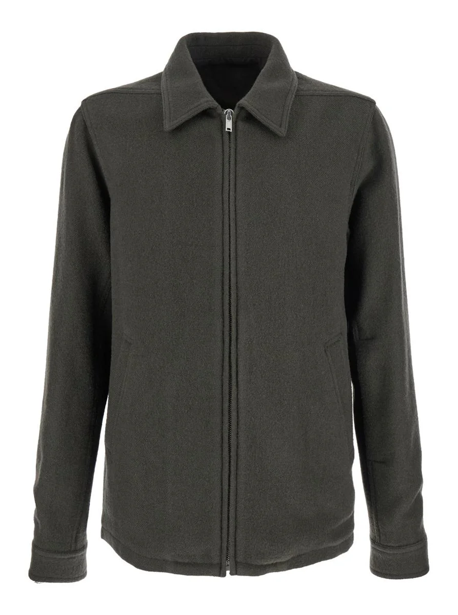 Rick Owens 'Brad' Green Jacket With Classic Collar In Wool Man - 1