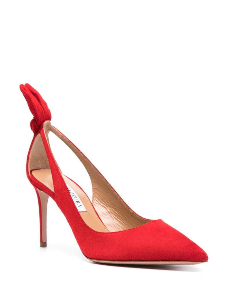 AQUAZZURA Bow Tie 85mm suede pumps outlook
