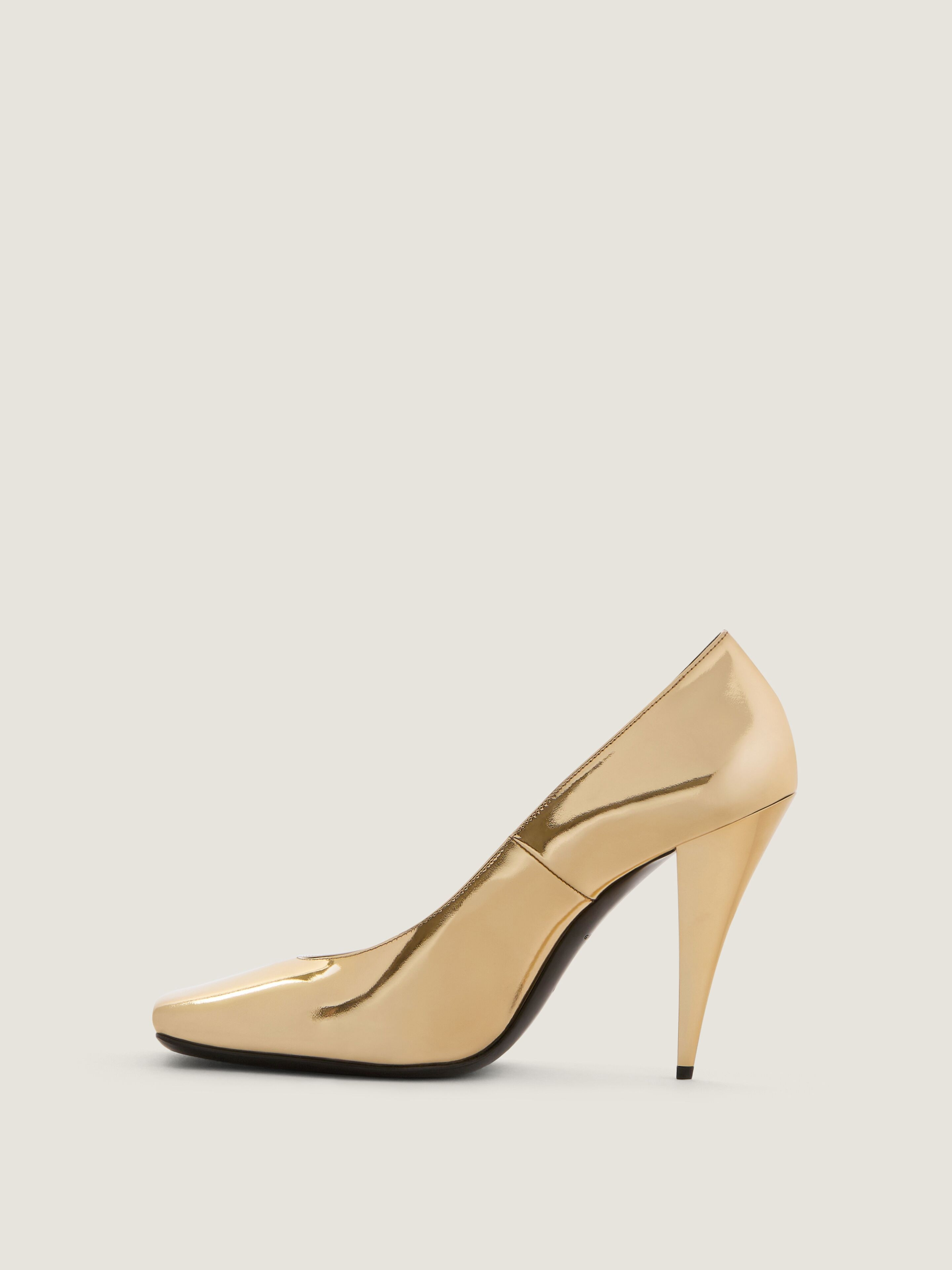 SLICED SQUARE PUMPS IN MIRROR EFFECT LEATHER - 4