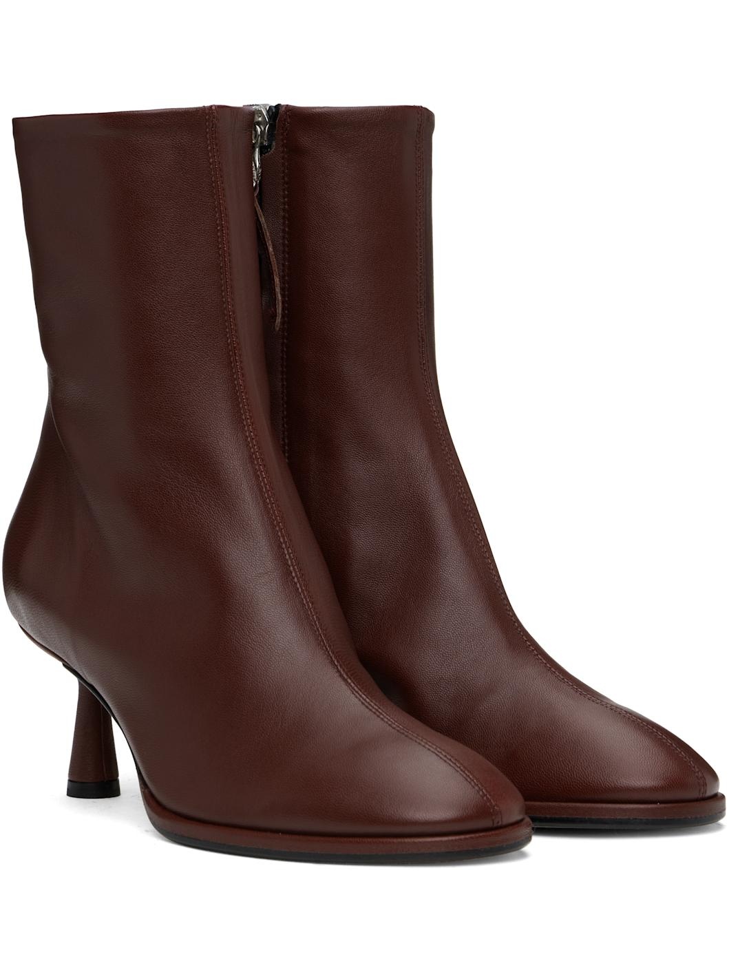 Burgundy Dorothy Leather Ankle Boots - 4