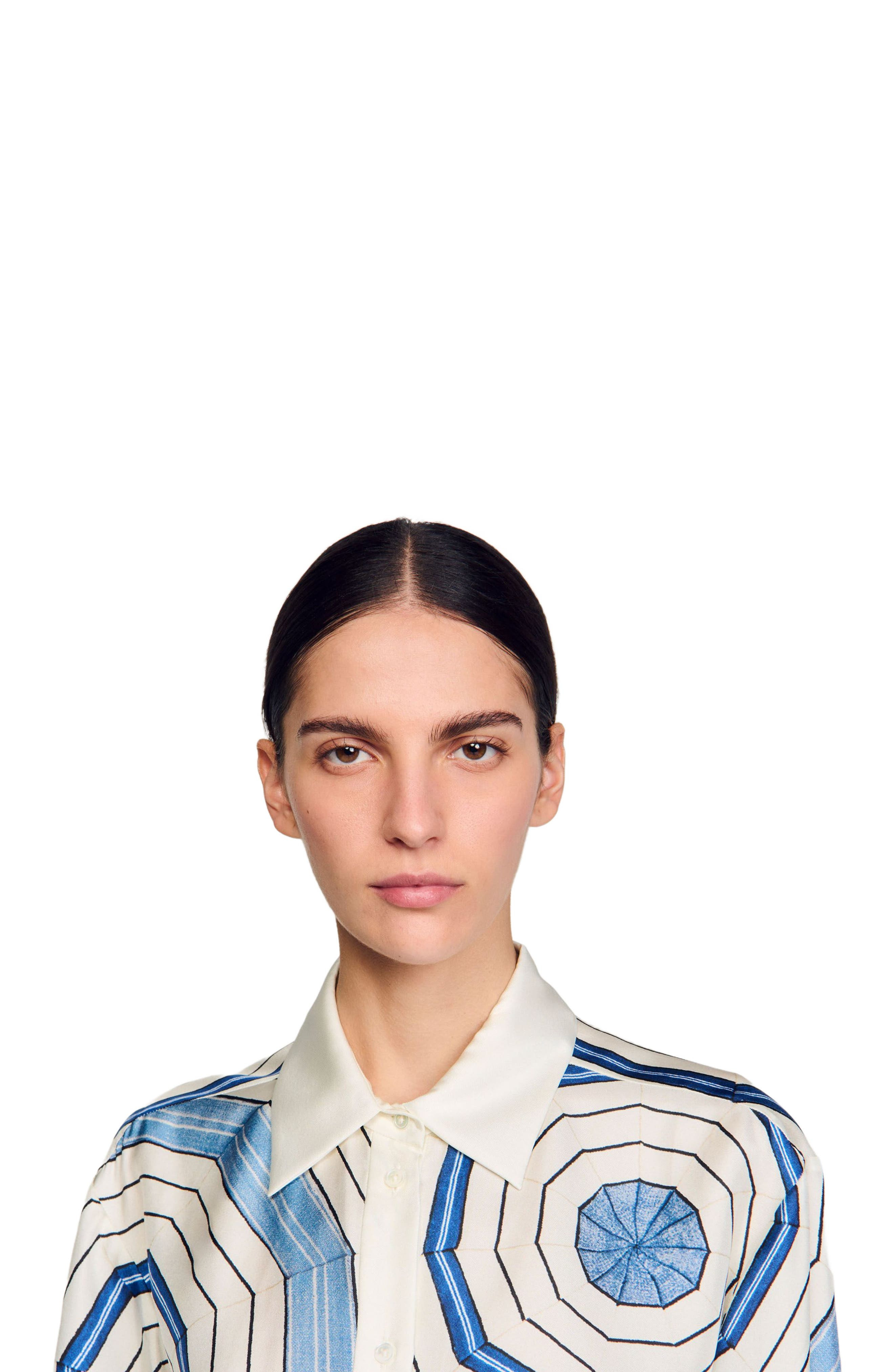 SANDRO Spiral-motif long sleeve shirt in Sky Blue at Nordstrom - 4