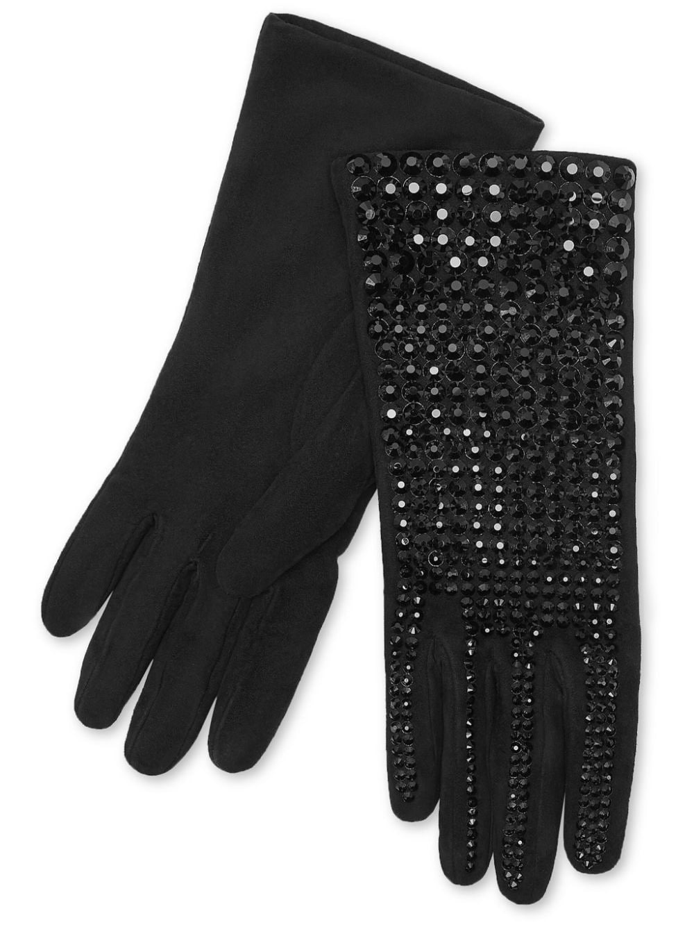 crystal-embellished suede mid-gloves - 1