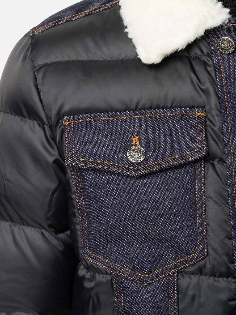 denim trim padded jacket - 5