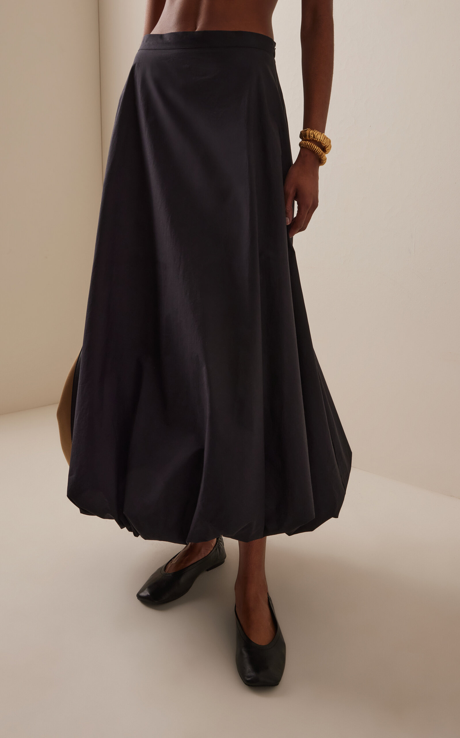 Aubrey Organic Cotton Bubble Maxi Skirt black - 3
