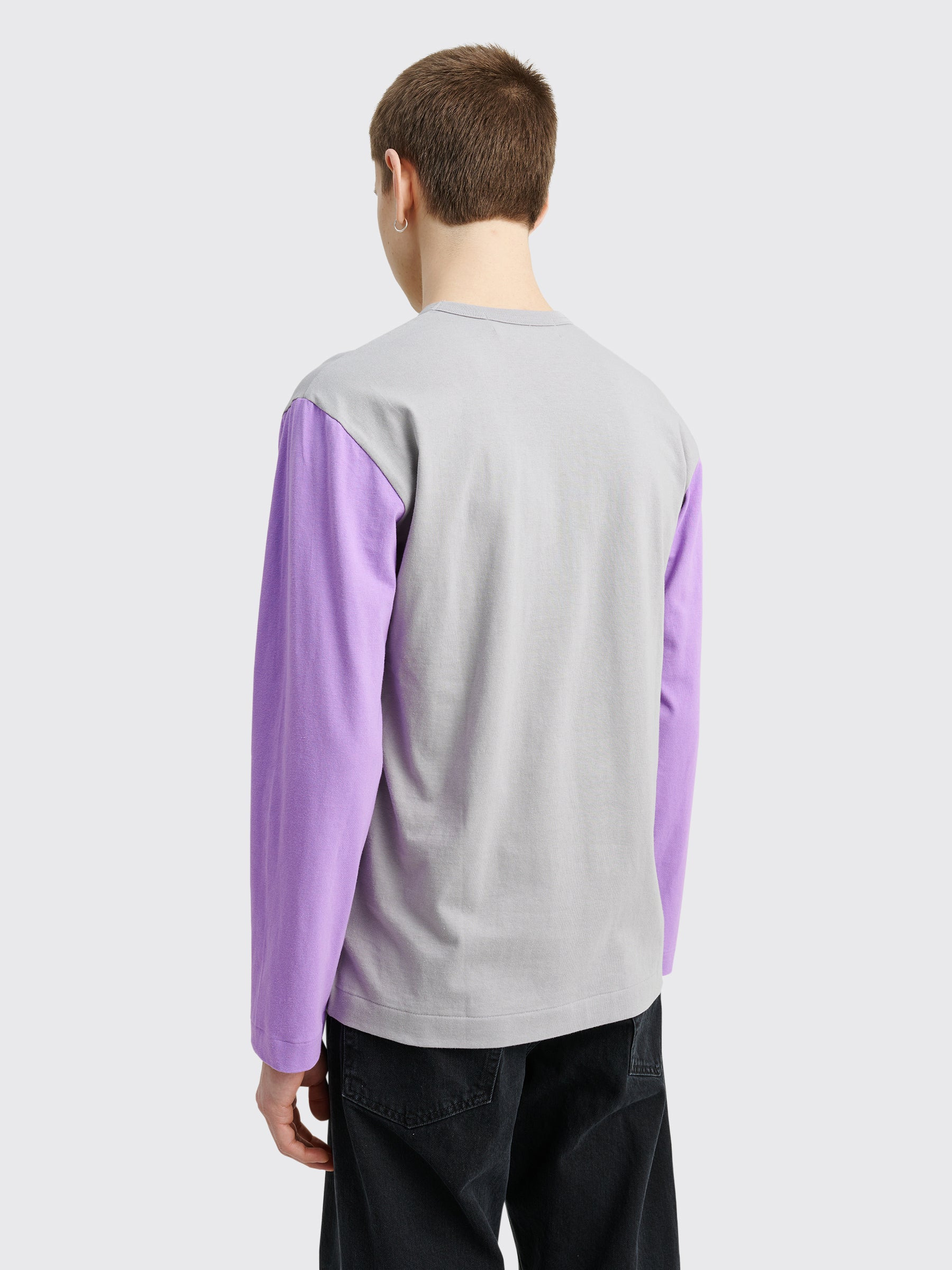 COMME DES GARÇONS PLAY MINI HEART LS T-SHIRT GREY / PURPLE - 4