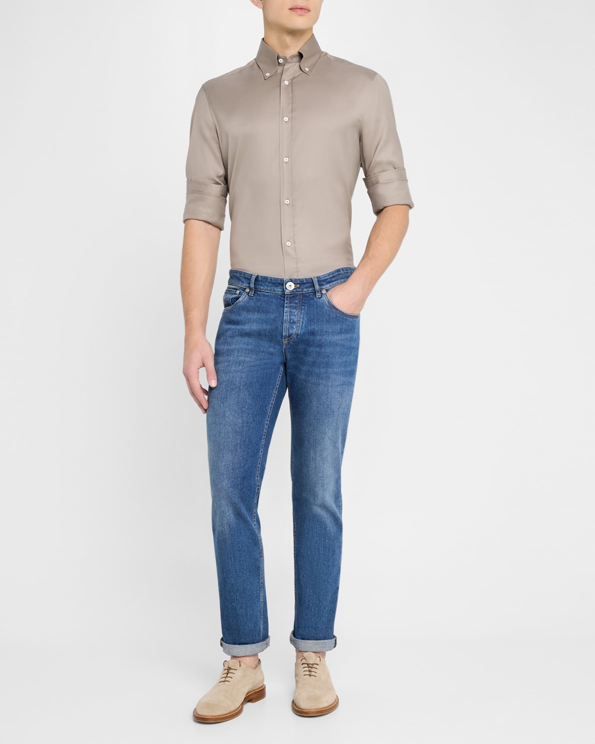 Men's Cotton Twill Casual Button-Down Shirt - 2