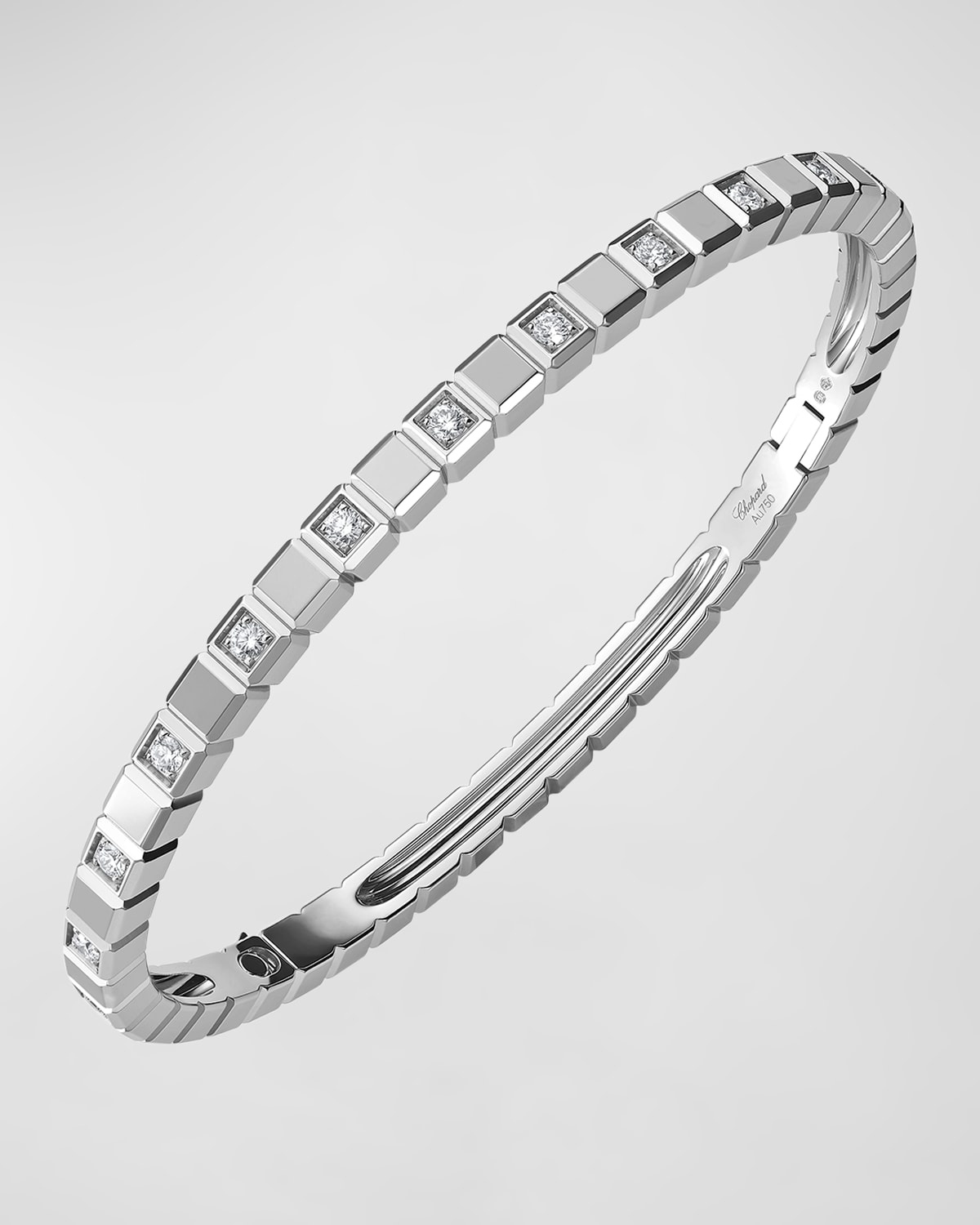 Ice Cube 18K White Gold Alternating Diamond Bracelet, Size Medium - 1