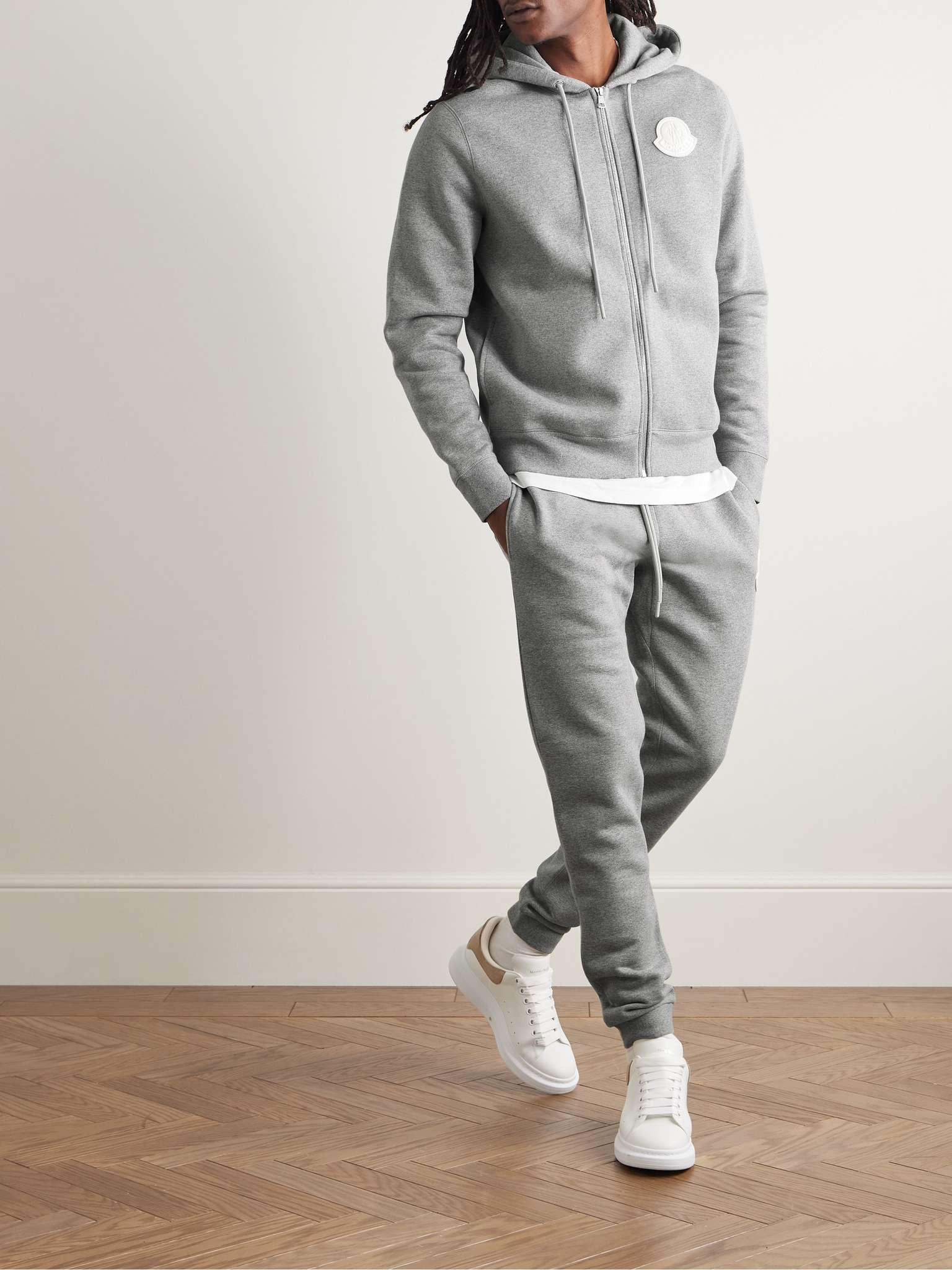 )籾様⑅ Moncler Slim-Fit Tapered Logo-Appliquéd Cotton-Jersey
