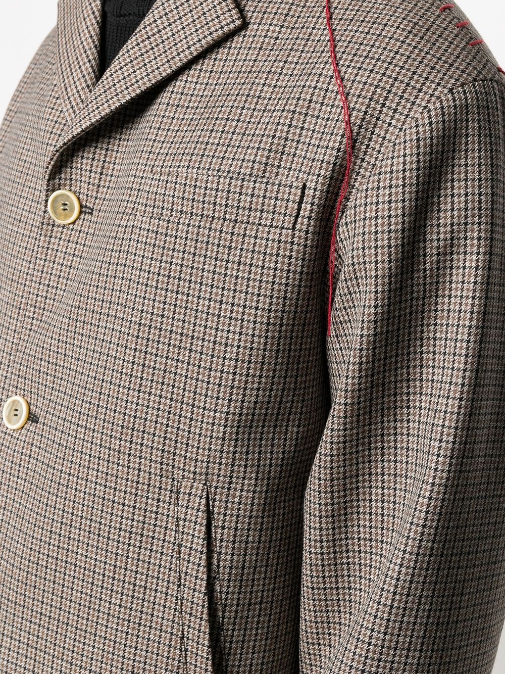 stitching detail houndstooth blazer - 5