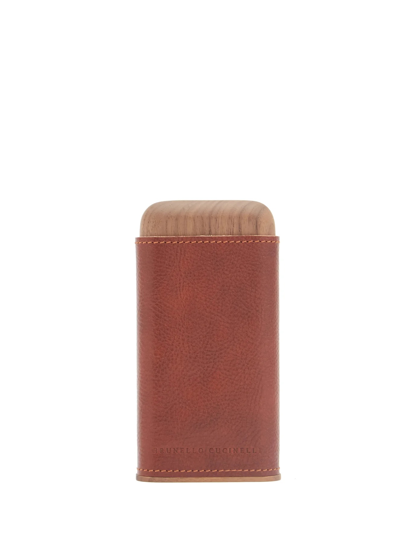 Leather and walnut-wood cigar holder - 1