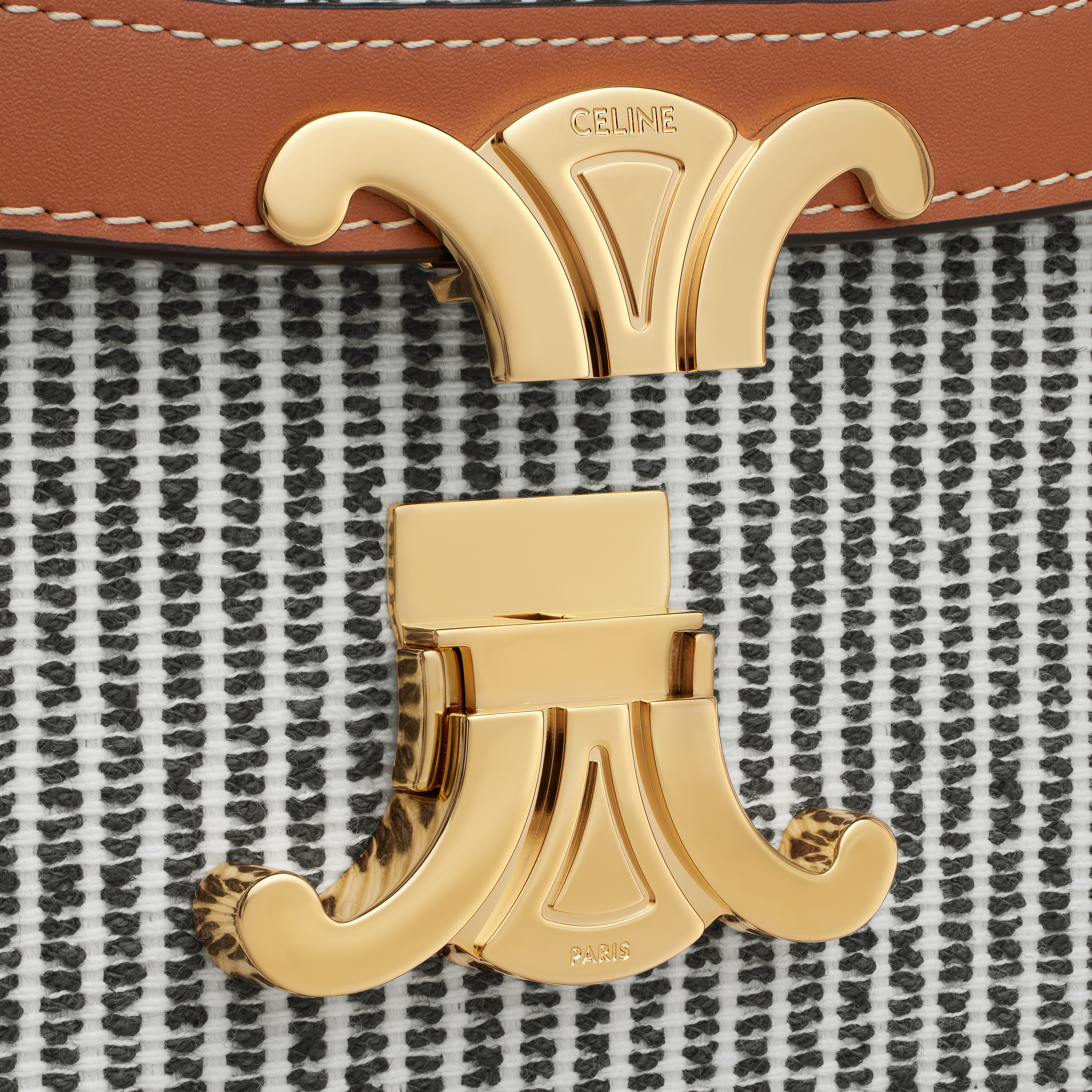 Classique Triomphe Bag in STRIPED TEXTILE AND CALFSKIN - 5