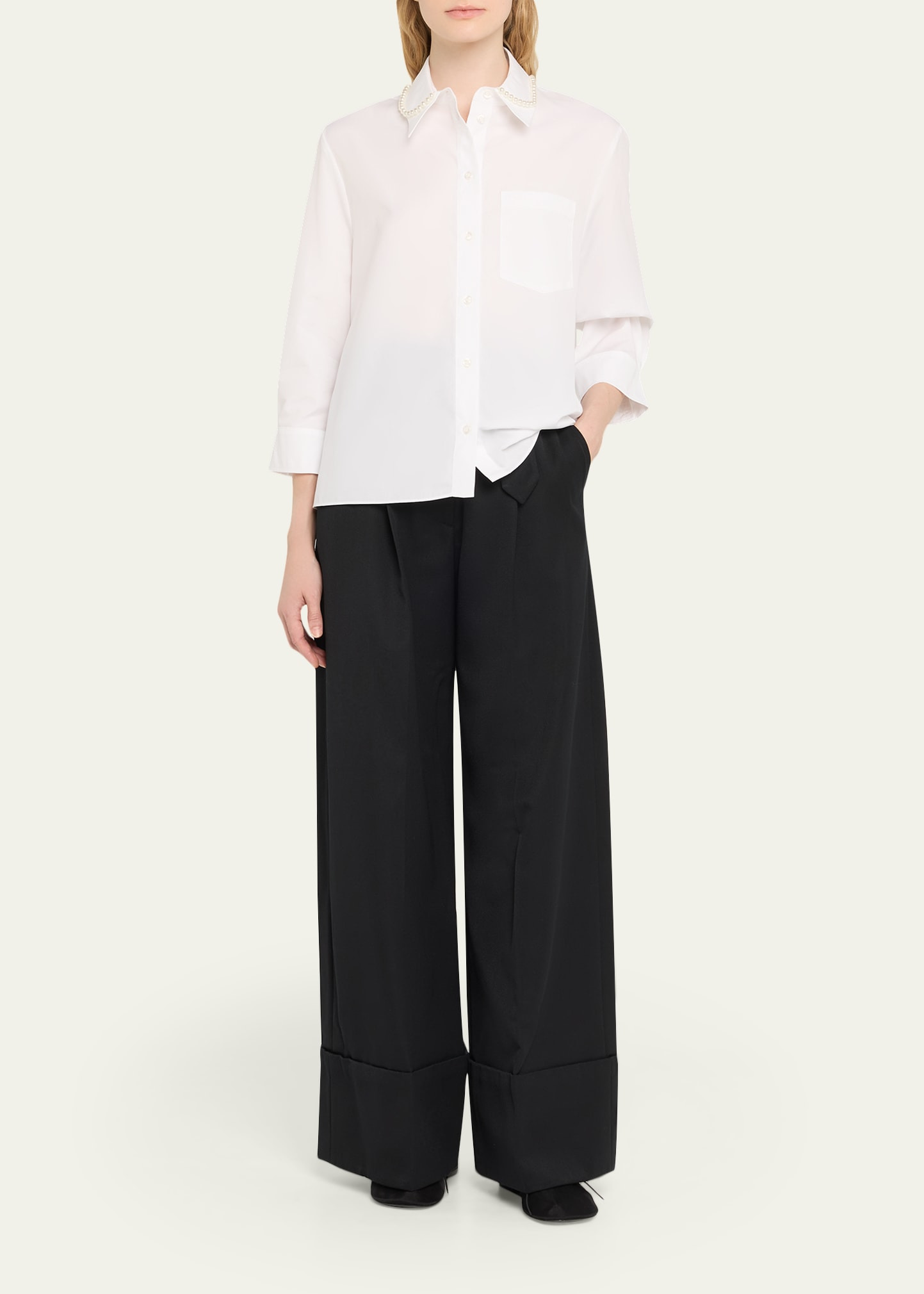 Multi Belt Loop Wide-Leg Trousers - 2