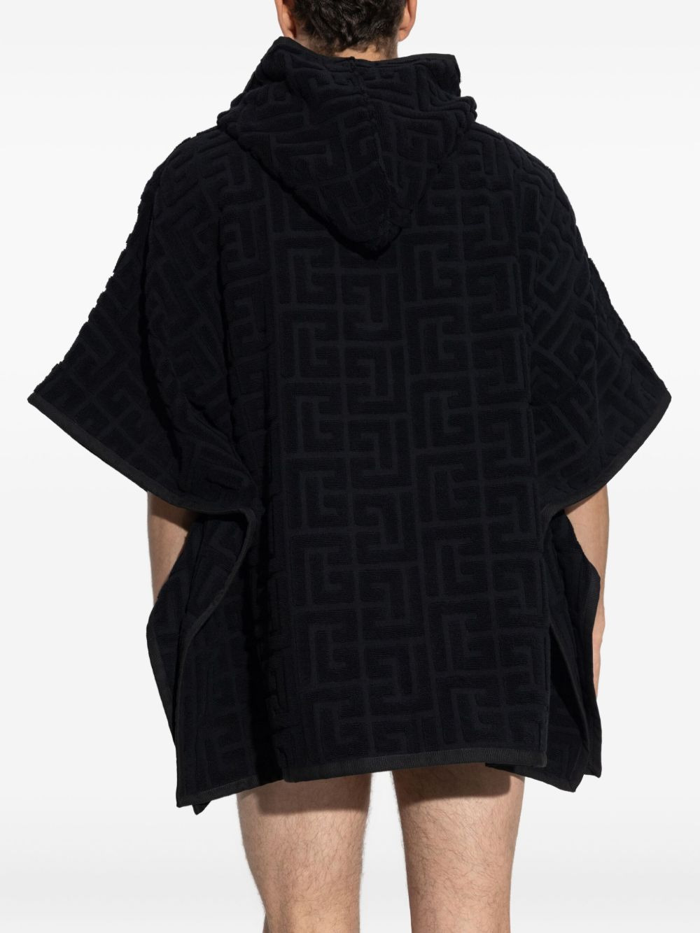 hooded logo-embroidered poncho - 2
