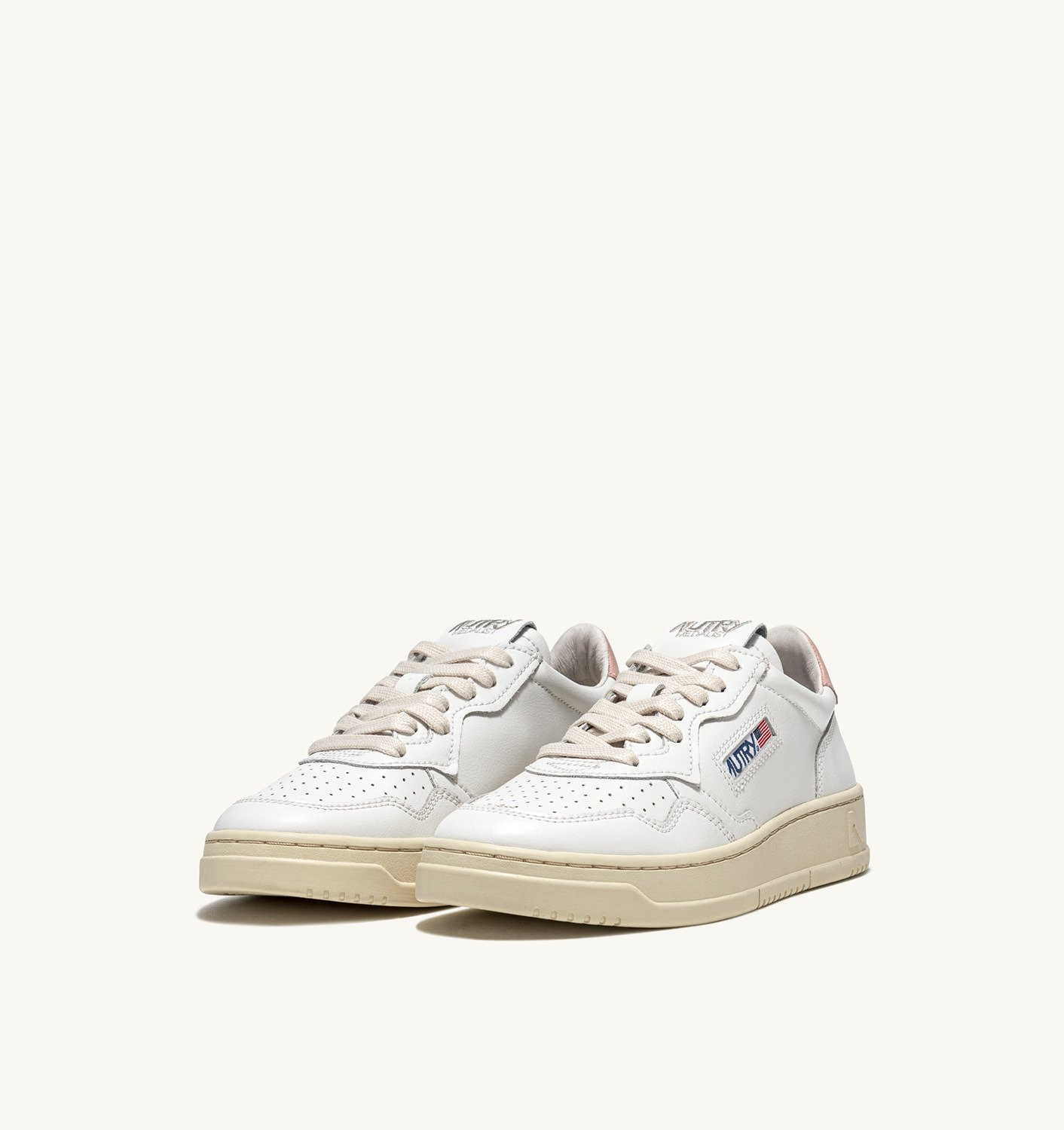 MEDALIST LOW SNEAKERS IN WHITE AND PINK LEATHER - 2