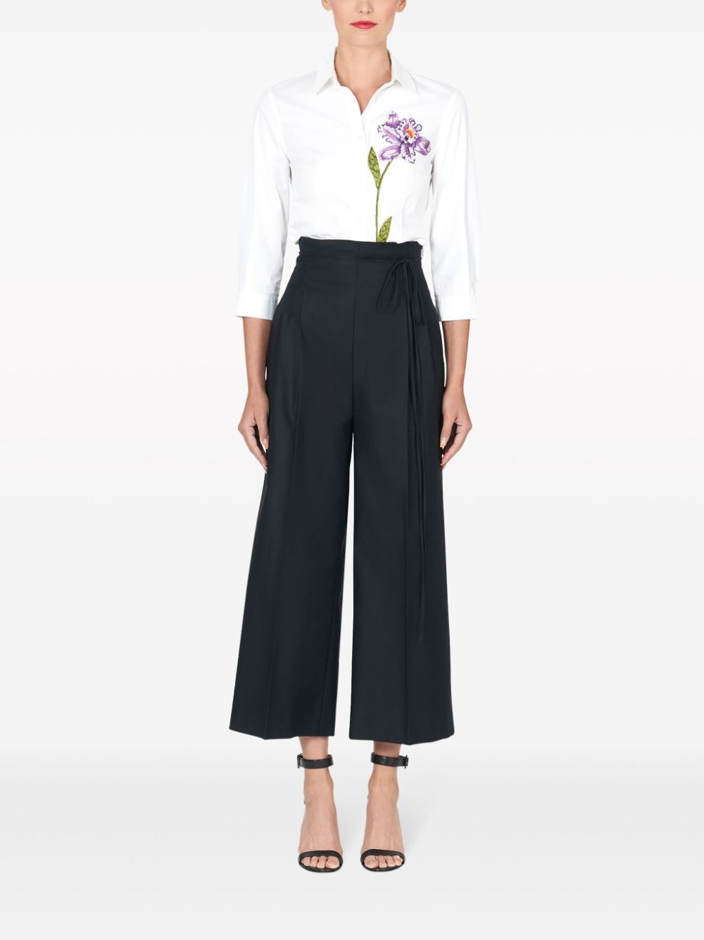 floral-embroidered cotton shirt - 2