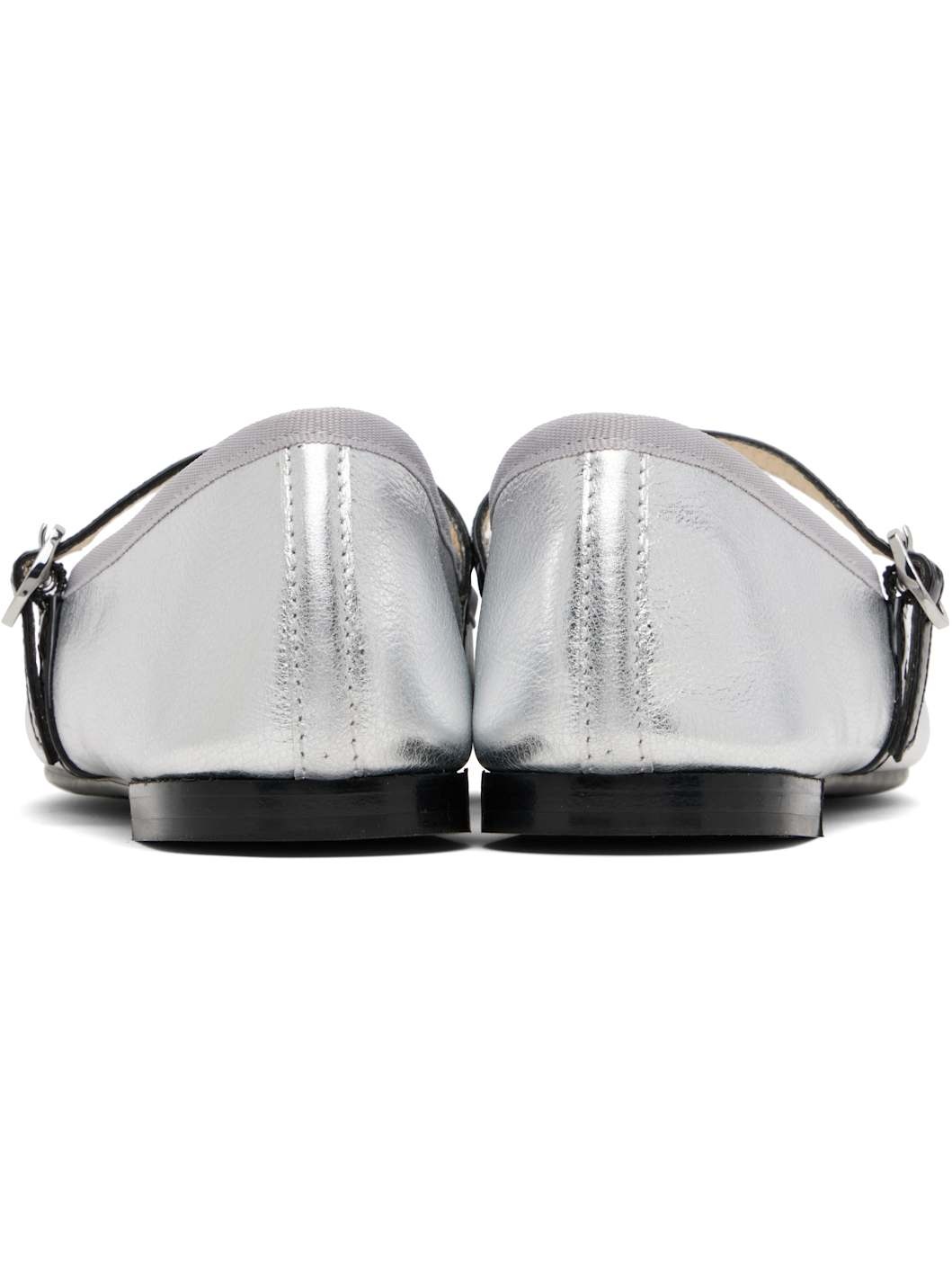 Silver & Black Georgiana Mary-Jane Ballerina Flats - 2