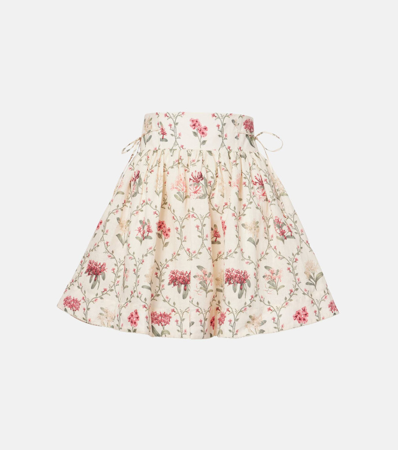 Floral linen miniskirt 1