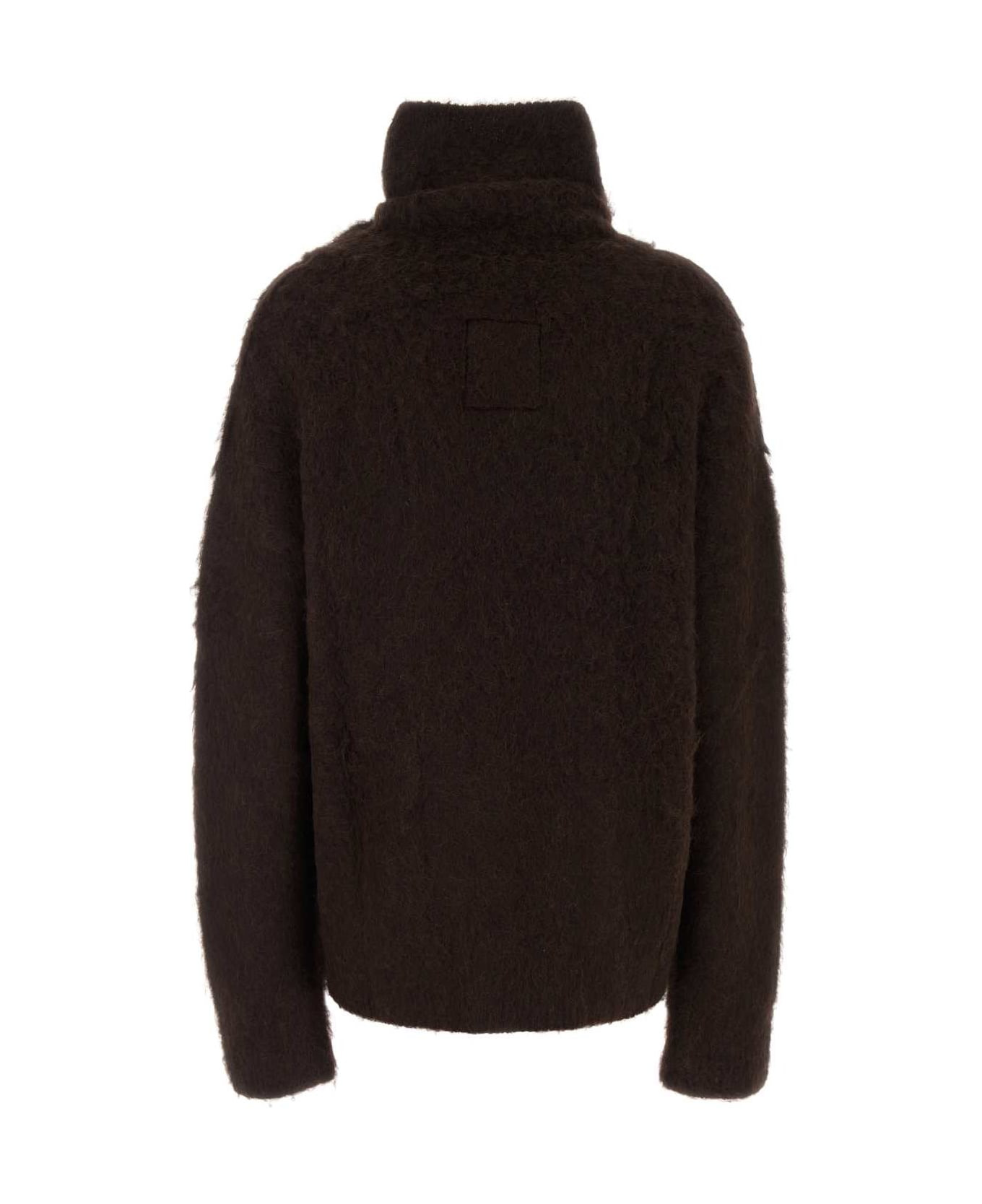 Brown Stretch Alpaca Blend Sweater - 2