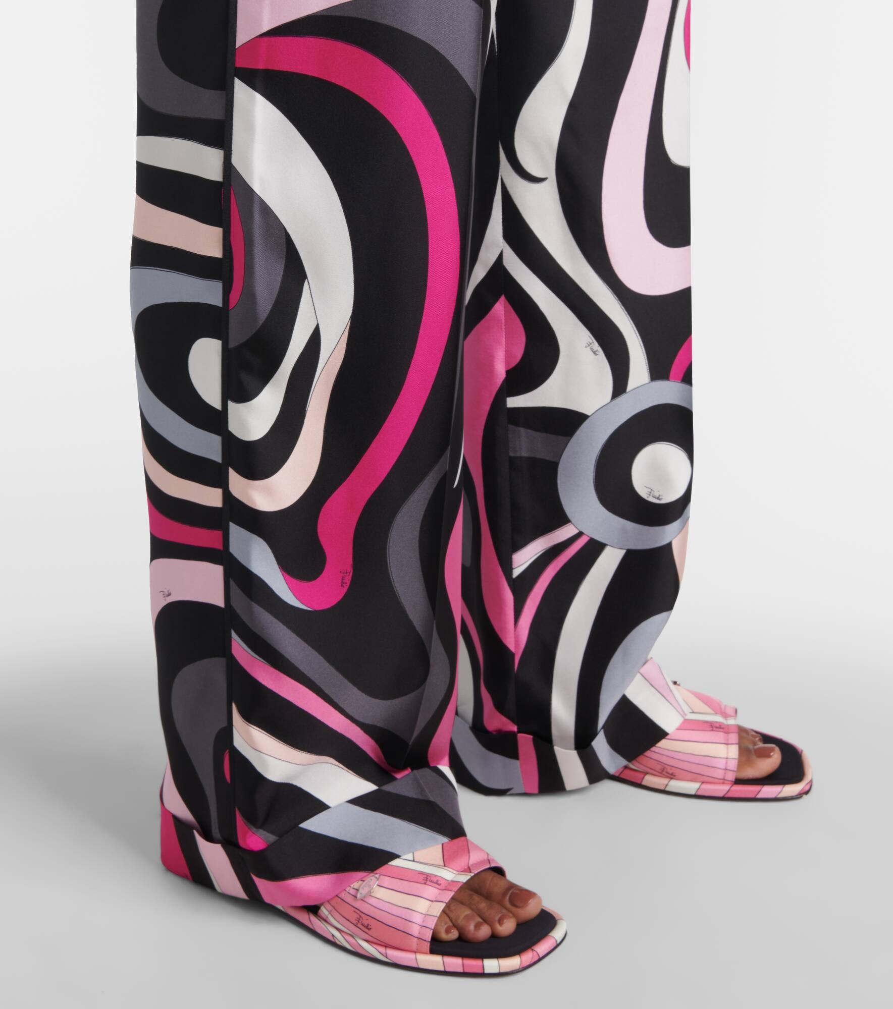 Marmo silk twill straight pants - 5