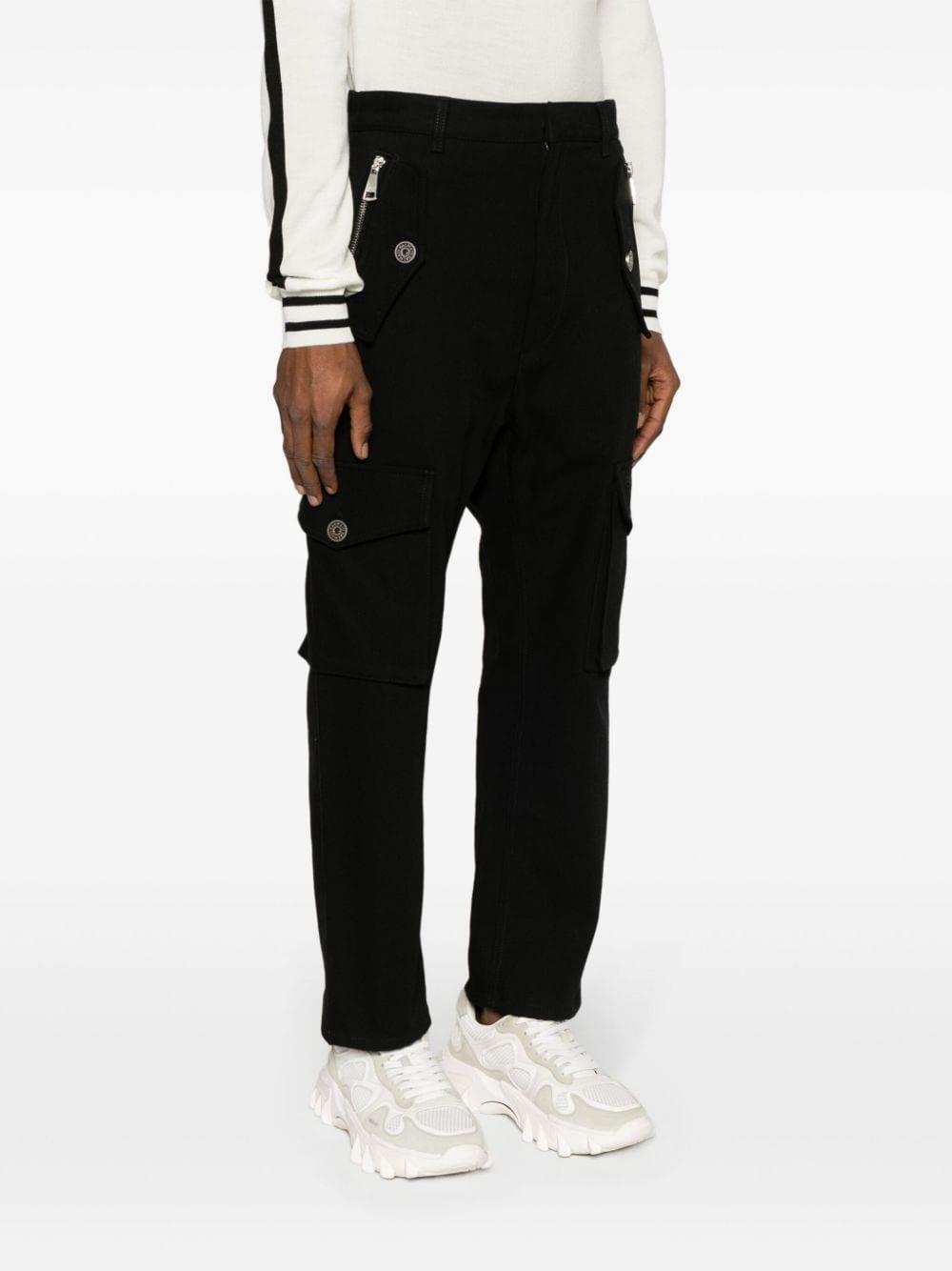 straight-leg canvas cargo trousers - 3